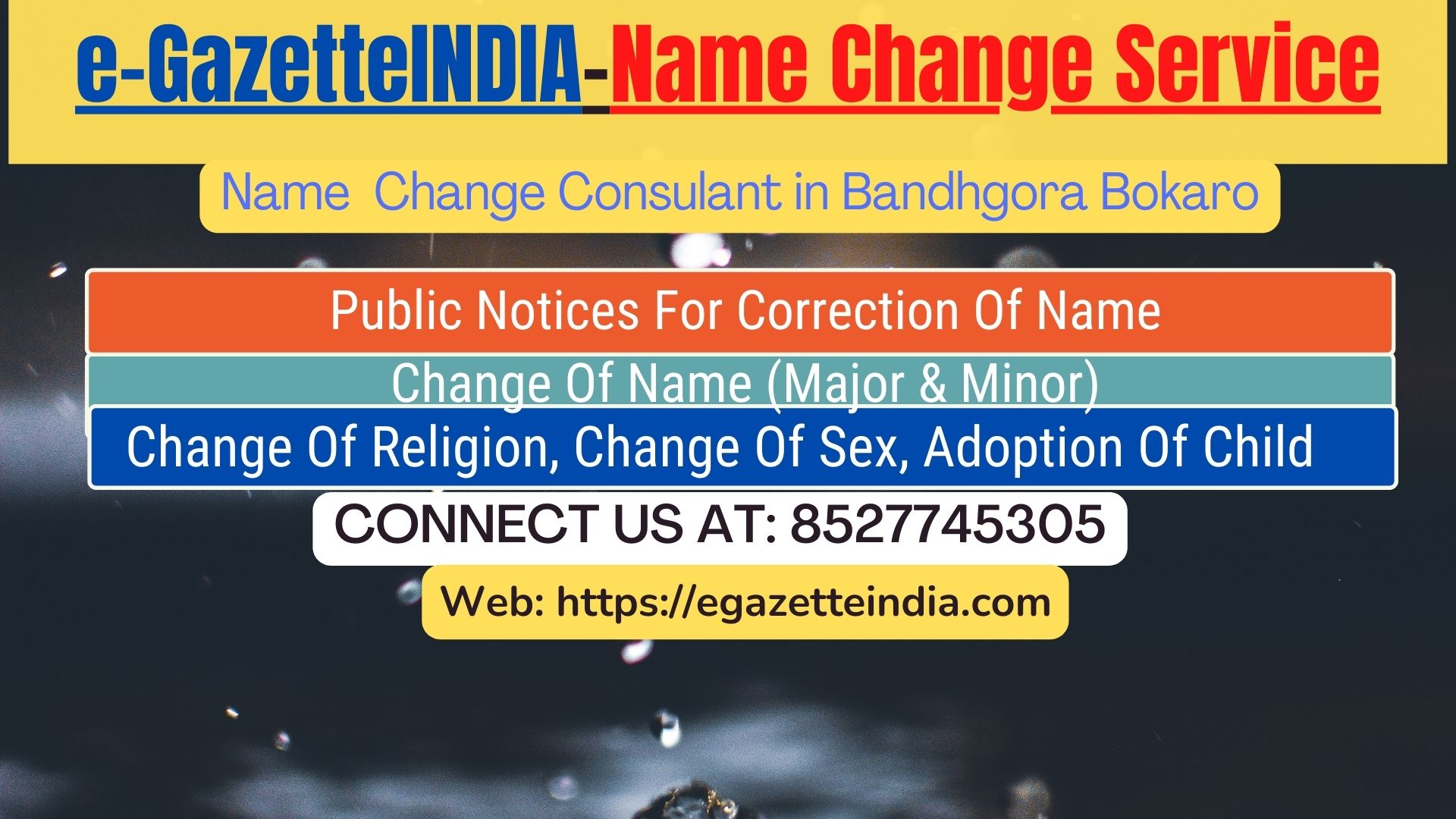 Change of Name in Bandhgora Bokaro 8527745305