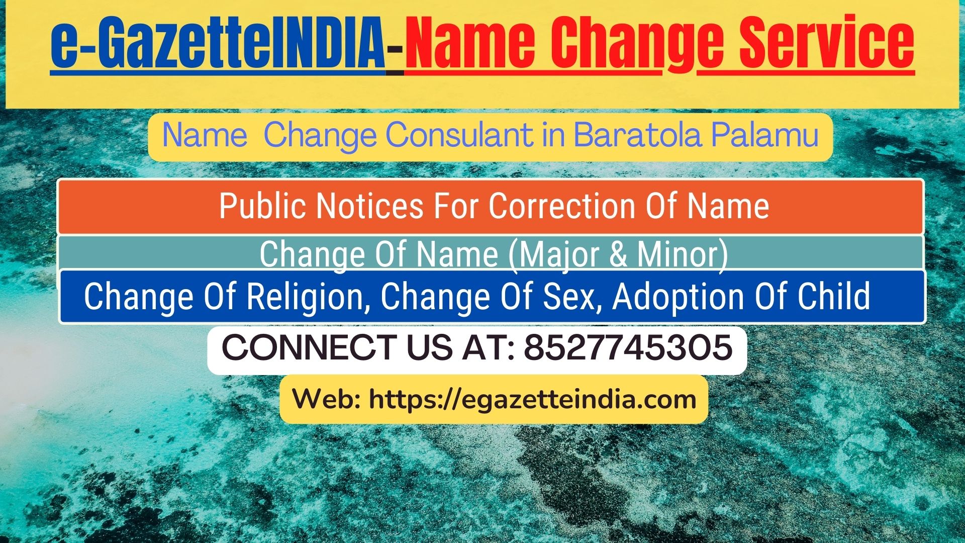 Procedure for name change in Baratola Palamu 8527745305