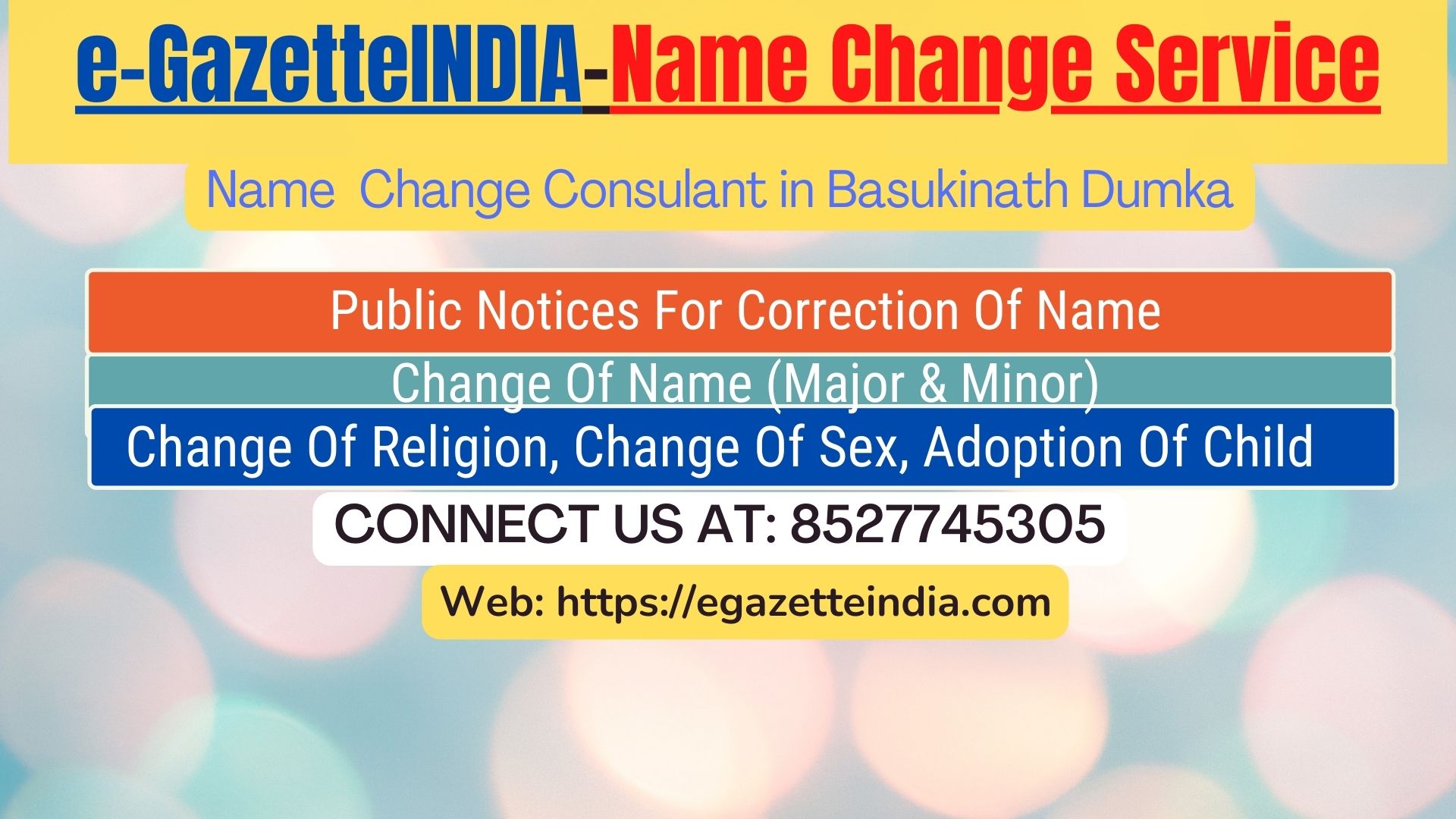 Change of Name in Basukinath Dumka 8527745305