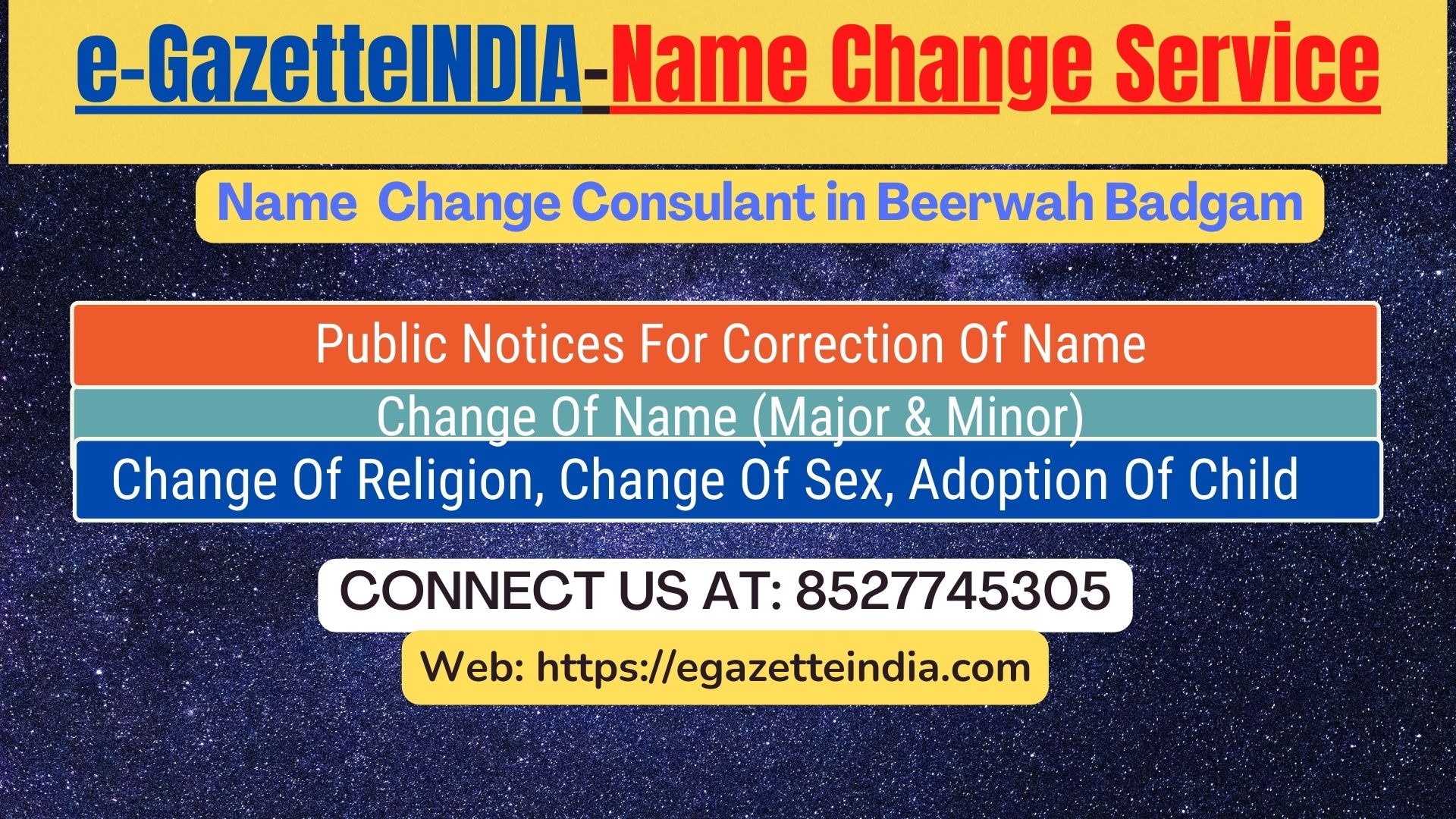 Name Change Agent Beerwah Badgam In Beerwah Badgam 8527745305