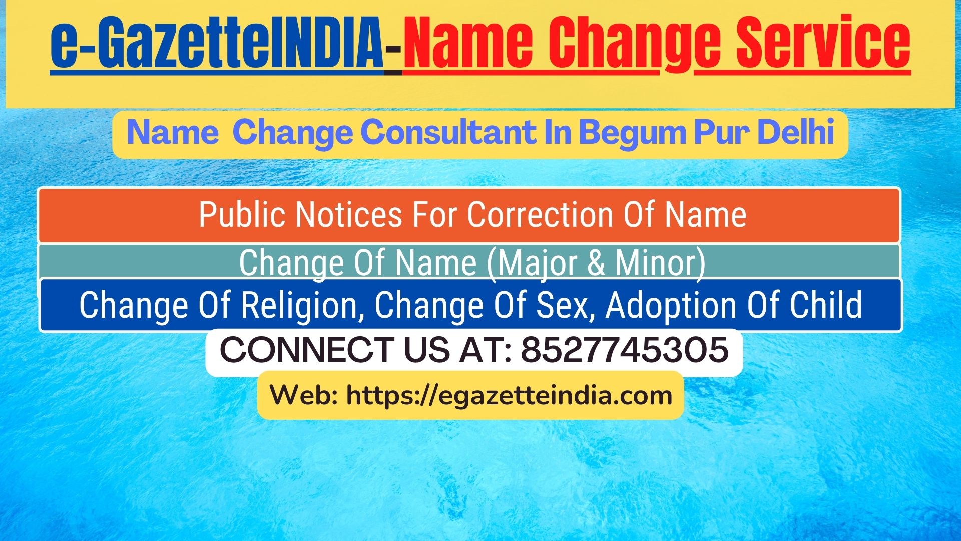 Name Change Gazette Notification In Begum Pur Delhi 8527745305