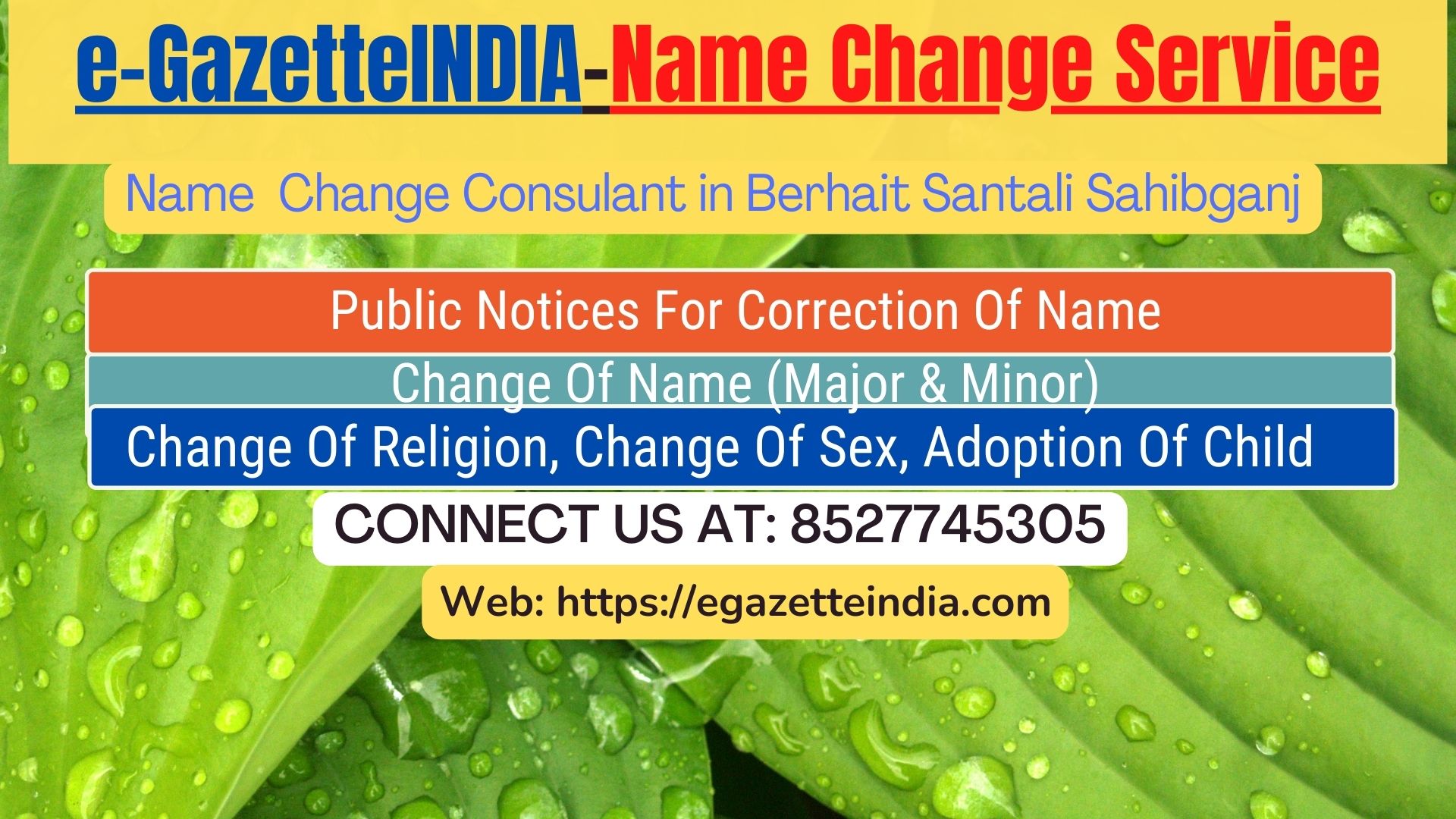 Name Change Gazette Notification In Berhait Santali Sahibganj 8527745305