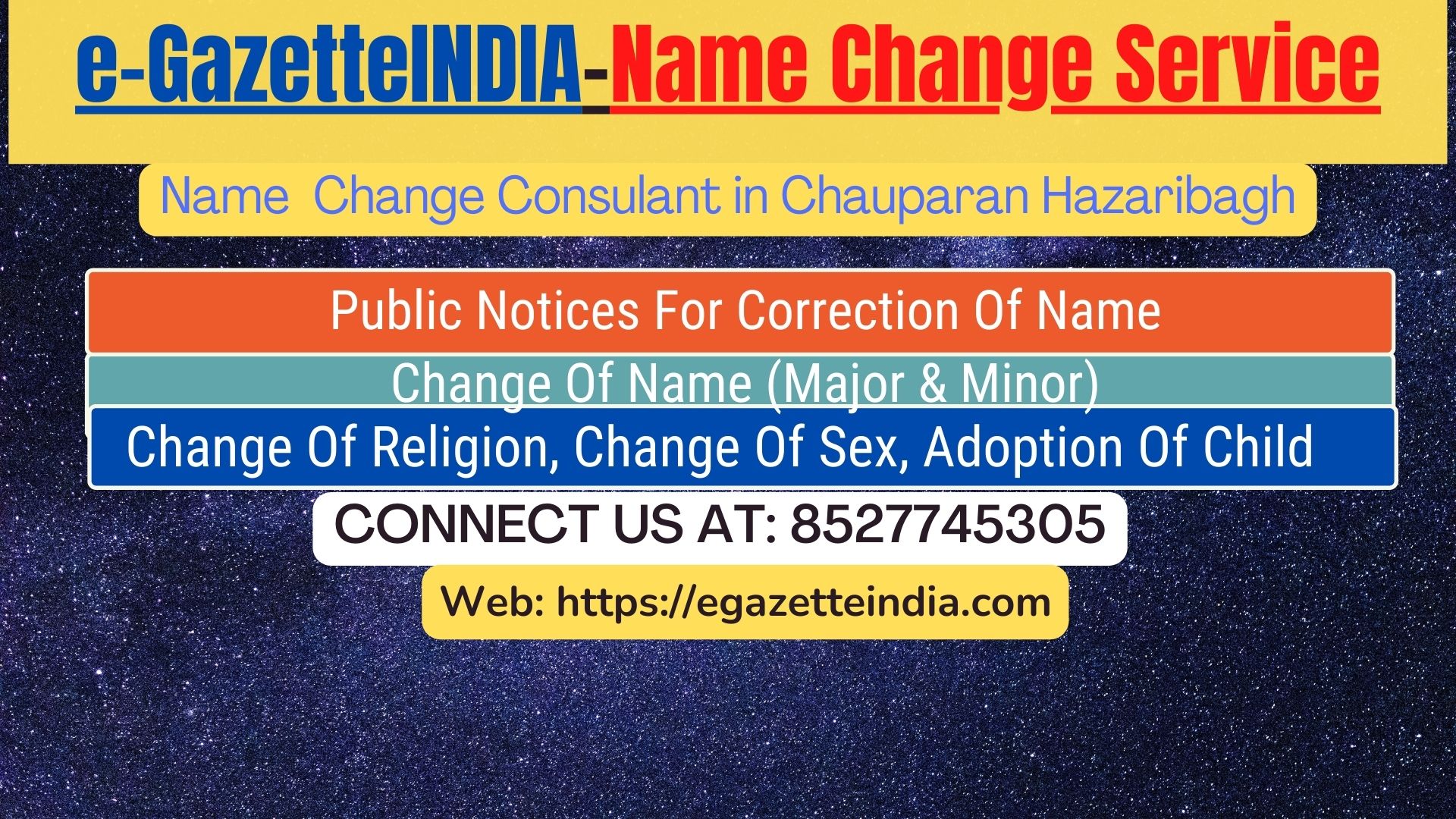 Name Change Gazette Notification In Chauparan Hazaribagh 8527745305