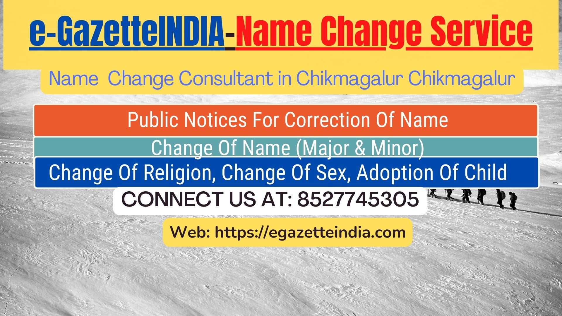 Change of Name in Gazette agent in Chikmagalur Chikmagalur 8527745305