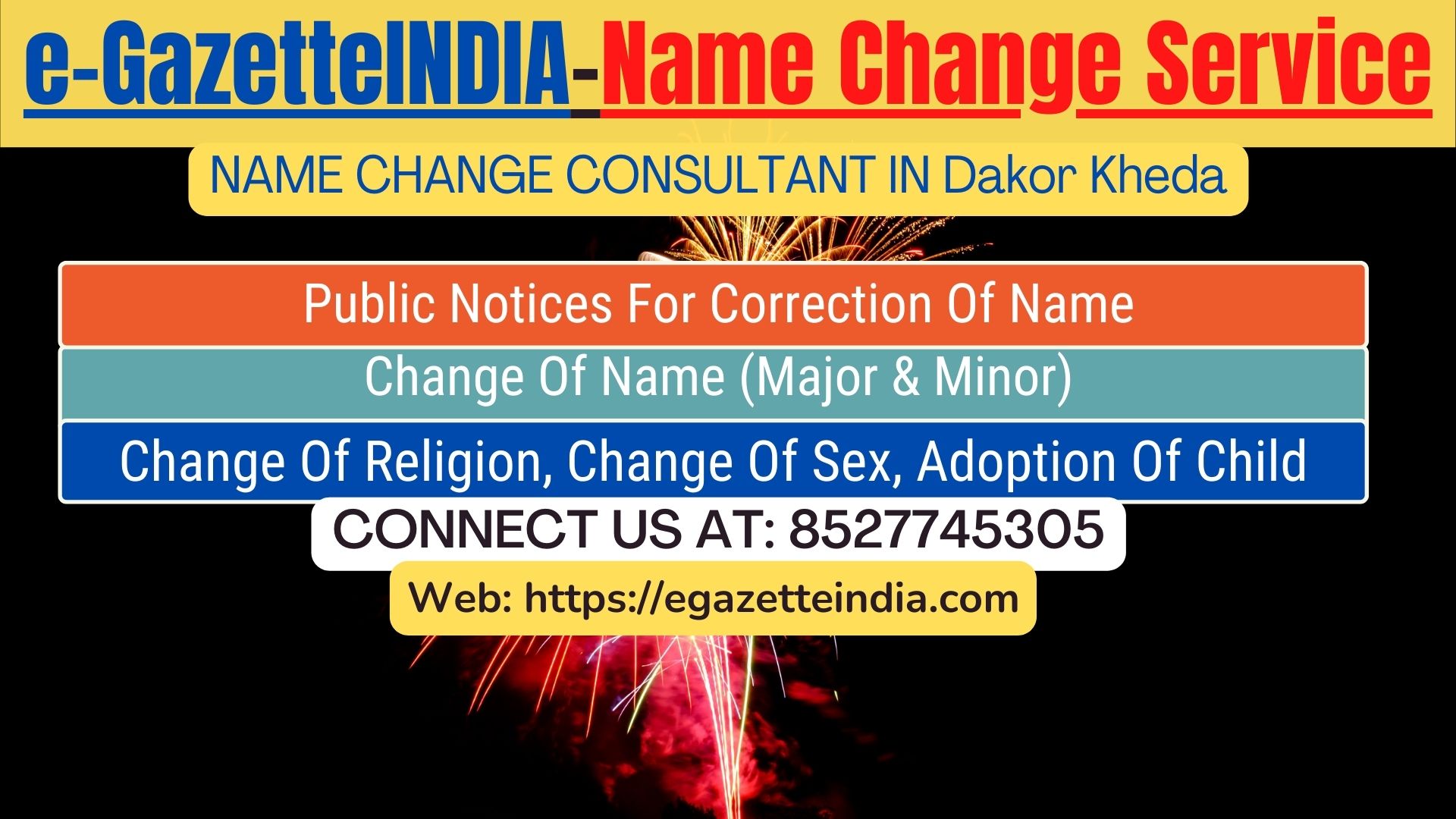 Name Change Gazette Notification In Dakor Kheda 8527745305