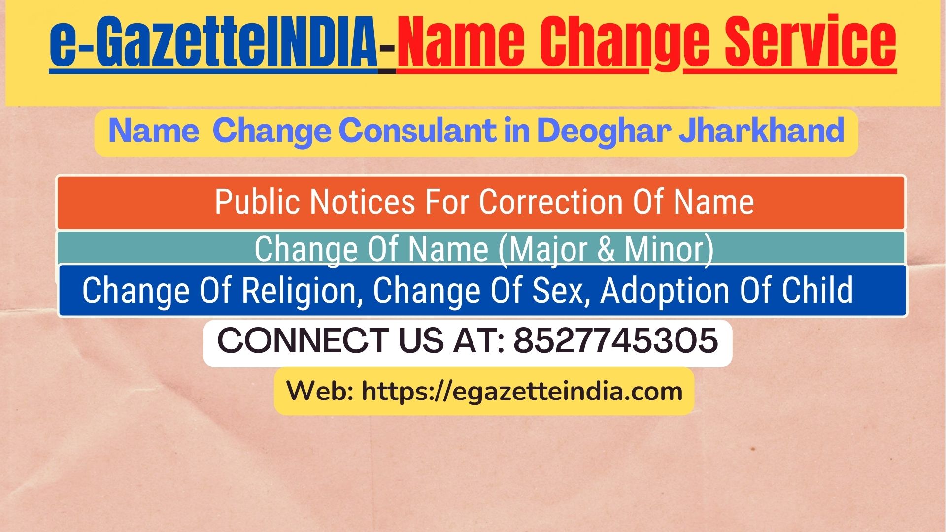 Name Change In Gazette Notification In Deoghar Jharkhand-8527745305