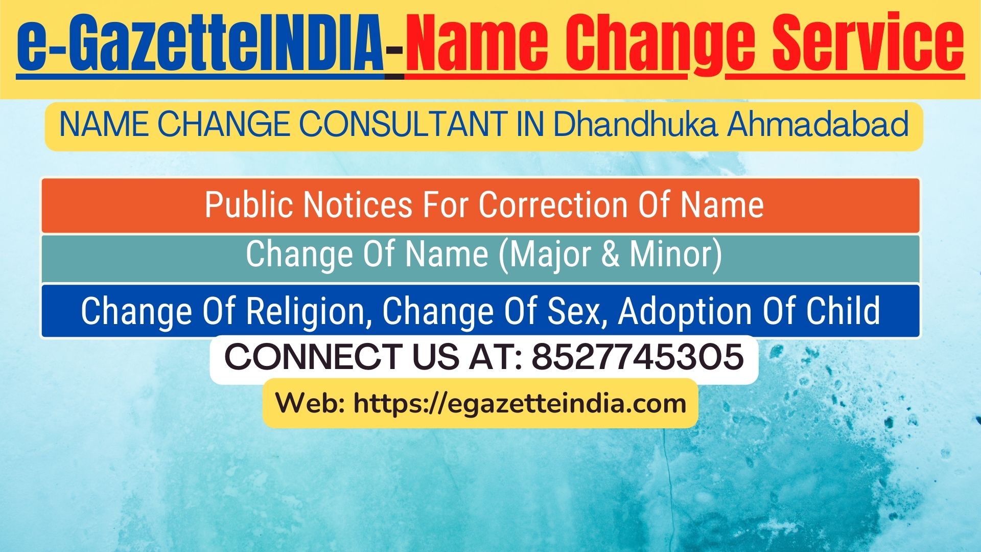 Gazette Of India Name Change Service In Dhandhuka Ahmadabad-8527745305