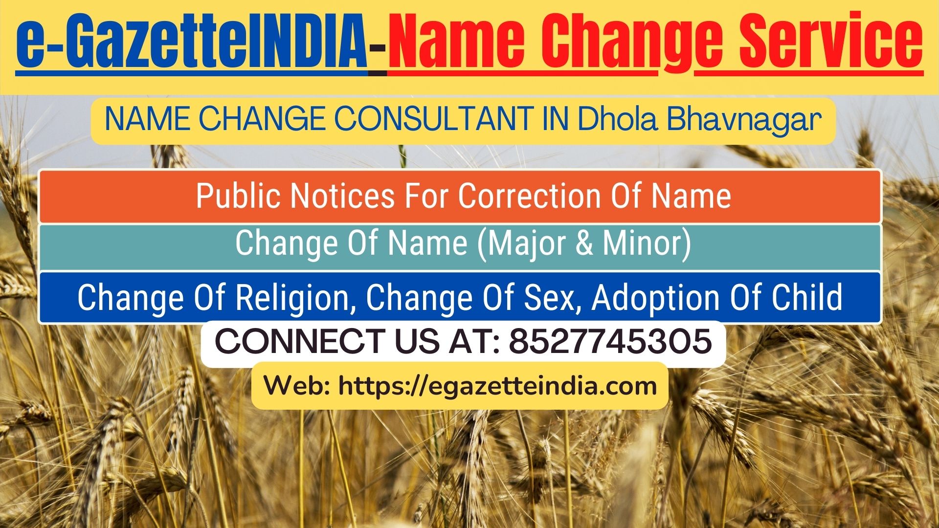 Name Change Agent Dhola Bhavnagar In Dhola Bhavnagar 8527745305