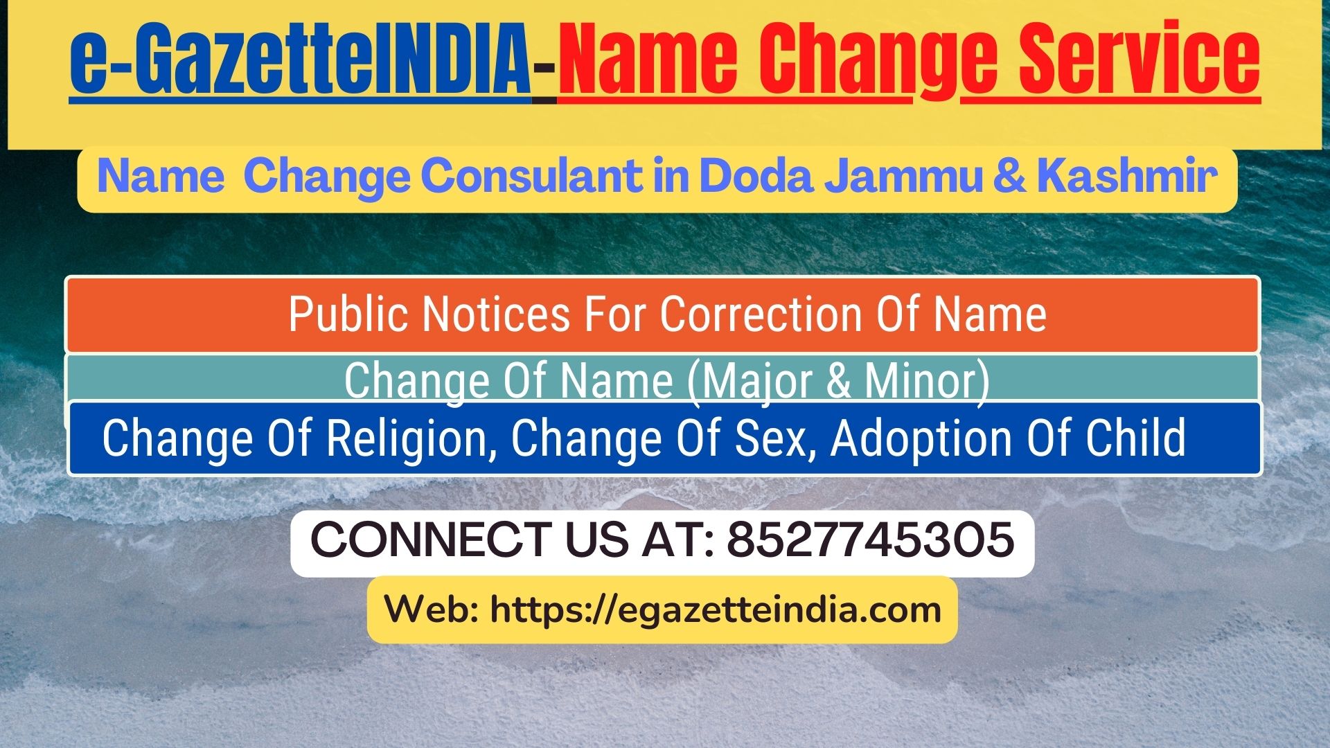 Gazette Of India Name Change Service In Doda Jammu & Kashmir-8527745305