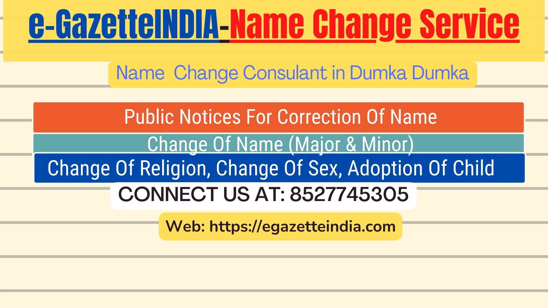 Gazette Name Change Agent Consultant Service In Dumka Dumka-8527745305