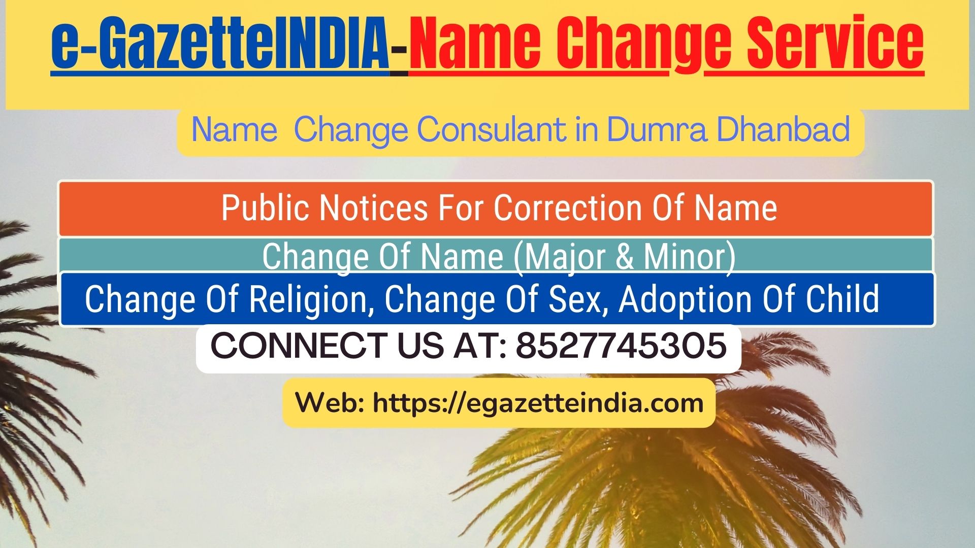 Name Change Gazette Notification In Dumra Dhanbad 8527745305