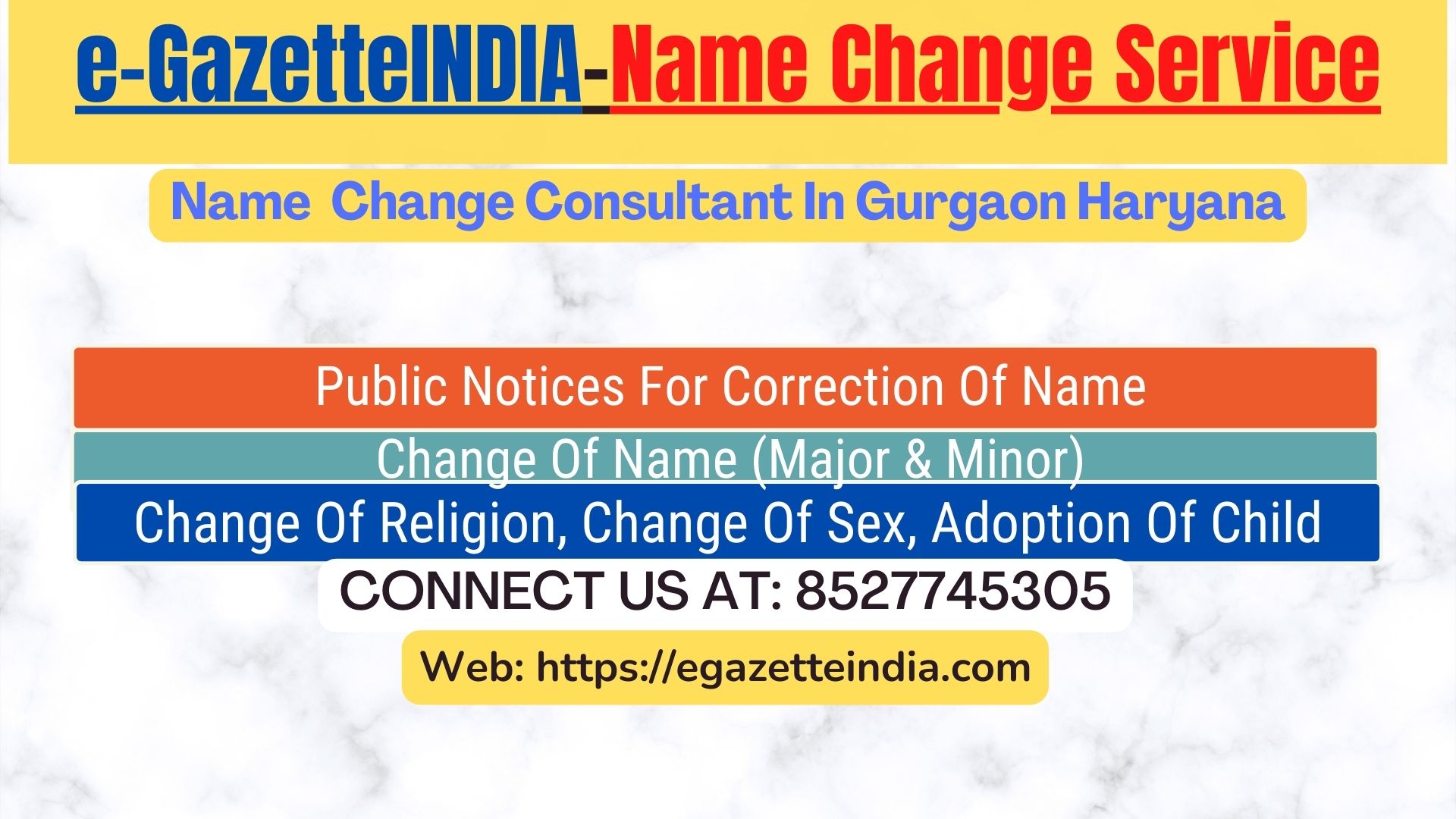 Name Change Agent Gurgaon Haryana In Gurgaon Haryana 8527745305