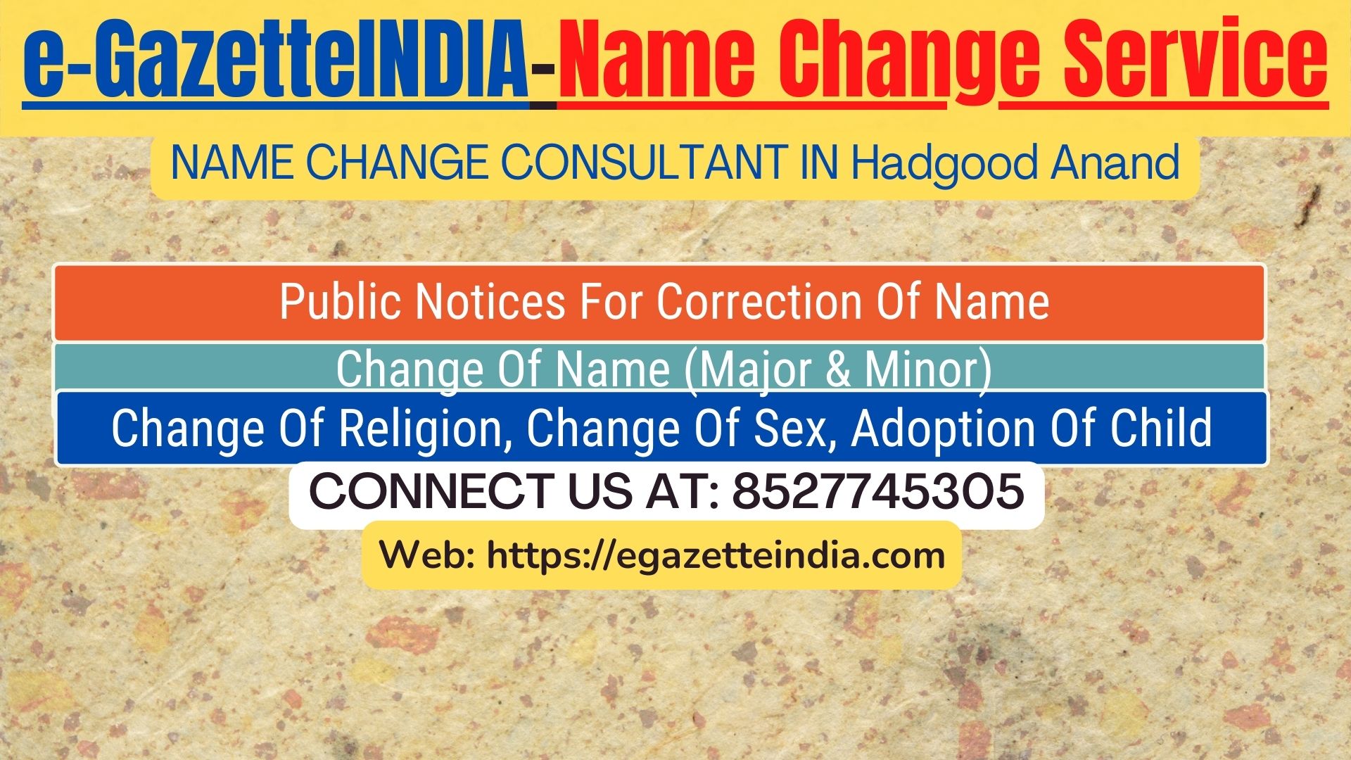 Gazette Name Change Agent Consultant Service In Hajira INA Surat-8527745305