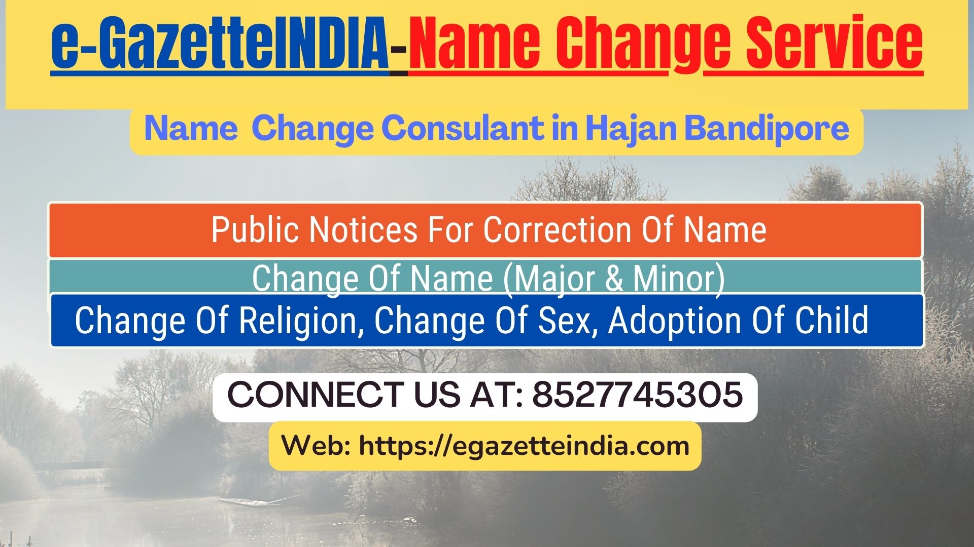 Gazette Of India Name Change Service In Hajan Bandipore-8527745305