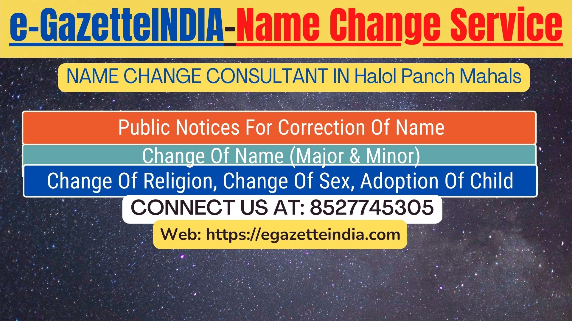 Name Change Gazette Notification In Halol Panch Mahals 8527745305