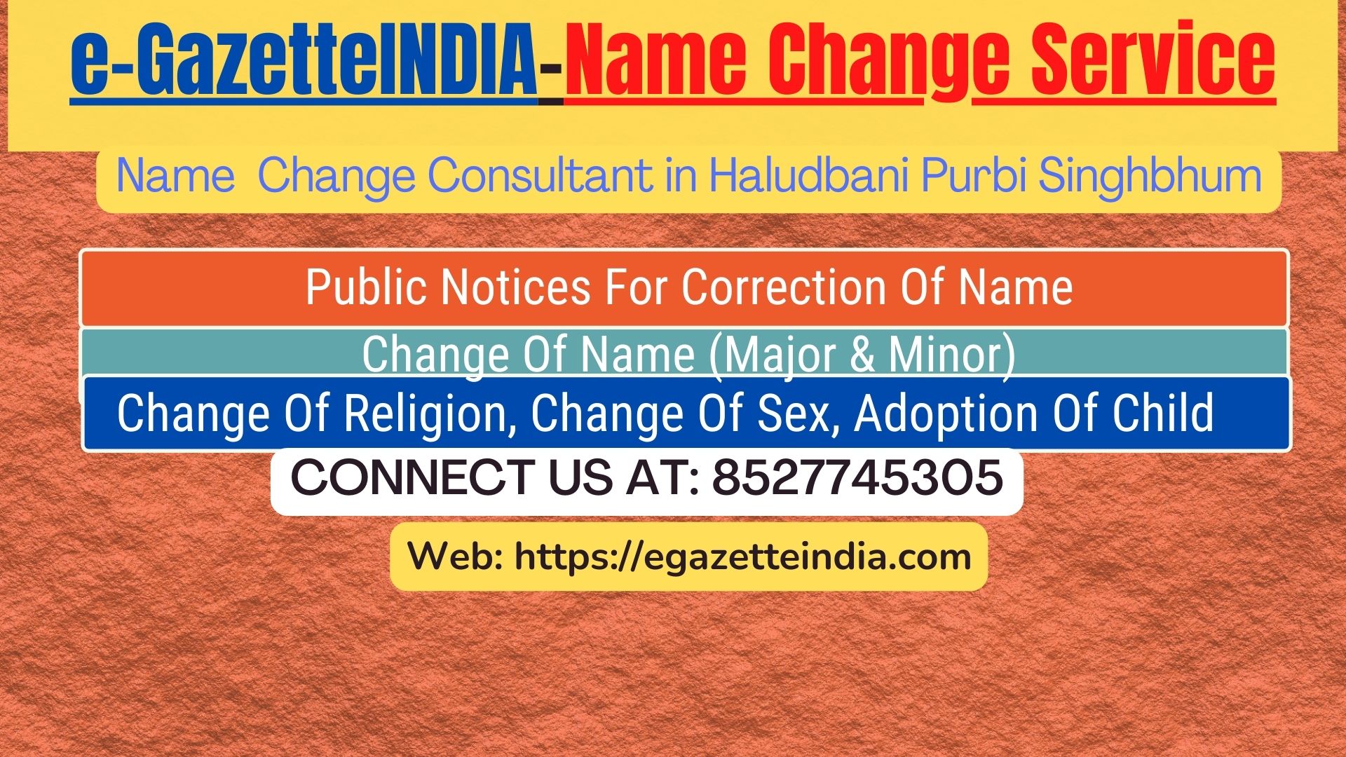 Change of Name in Haludbani Purbi Singhbhum 8527745305