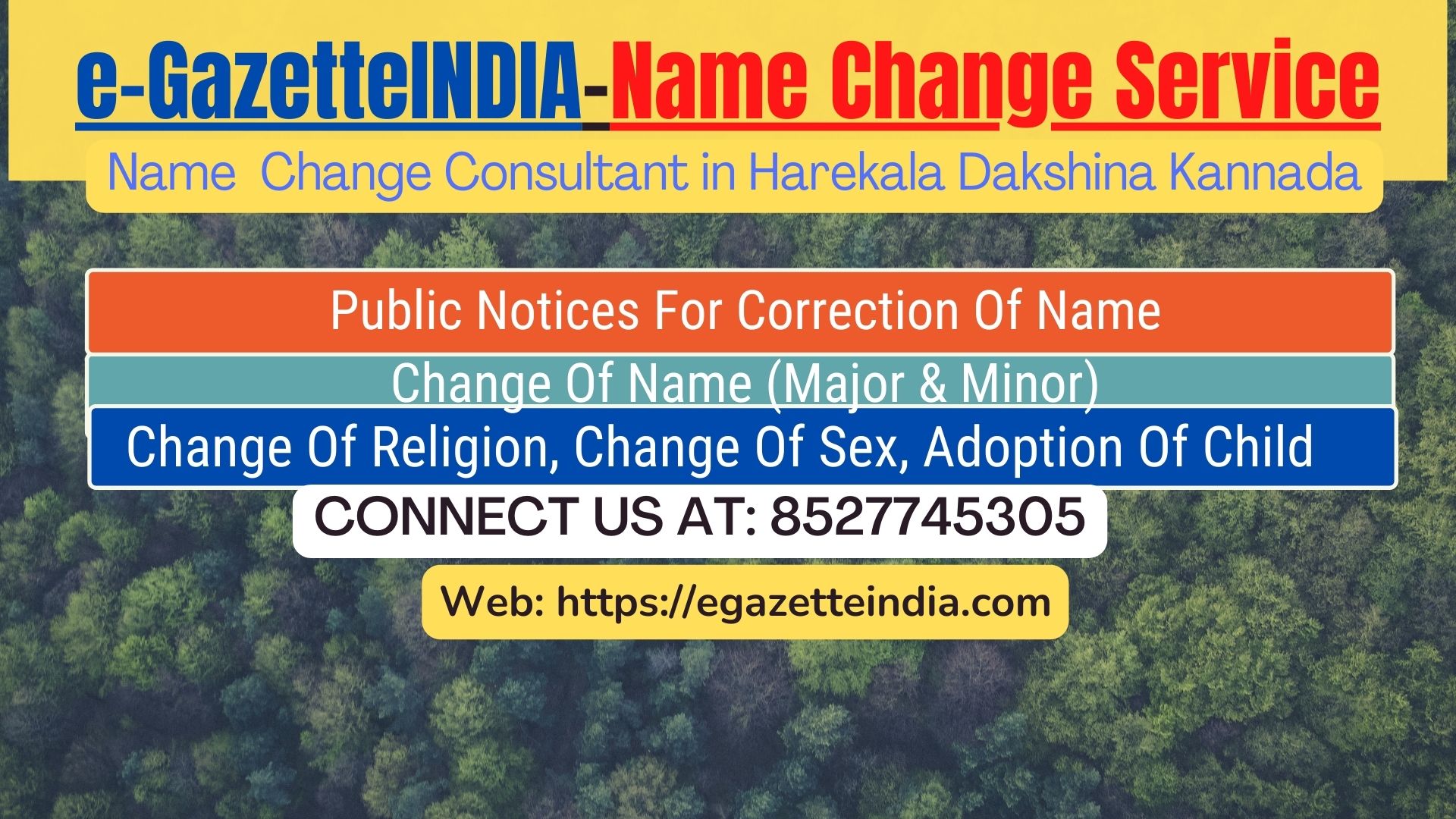 Change of Name in Gazette agent in Harekala Dakshina Kannada 8527745305