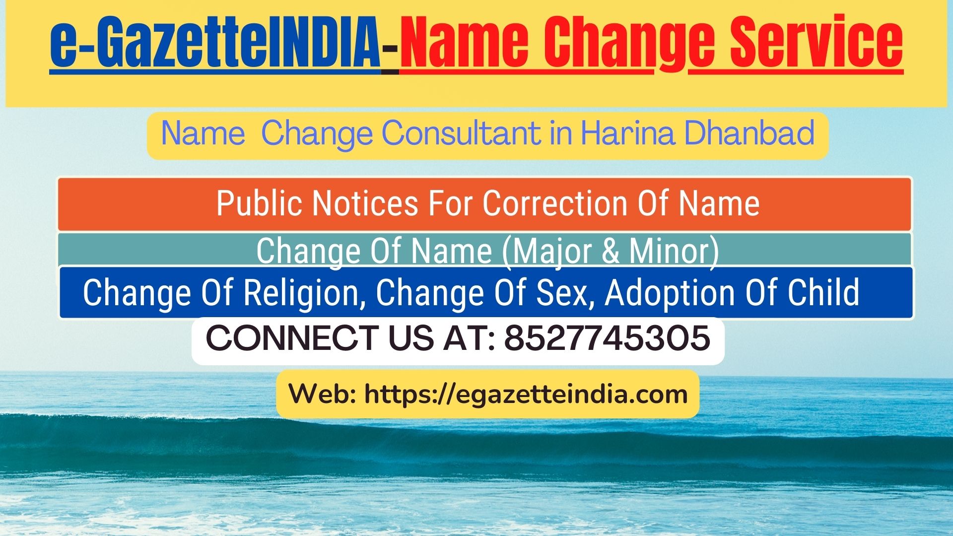 Name Change In Gazette Notification In Harina Dhanbad-8527745305