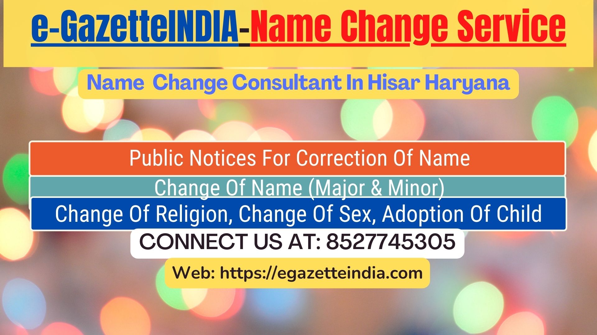 Name Change Gazette Notification In Hisar Haryana 8527745305