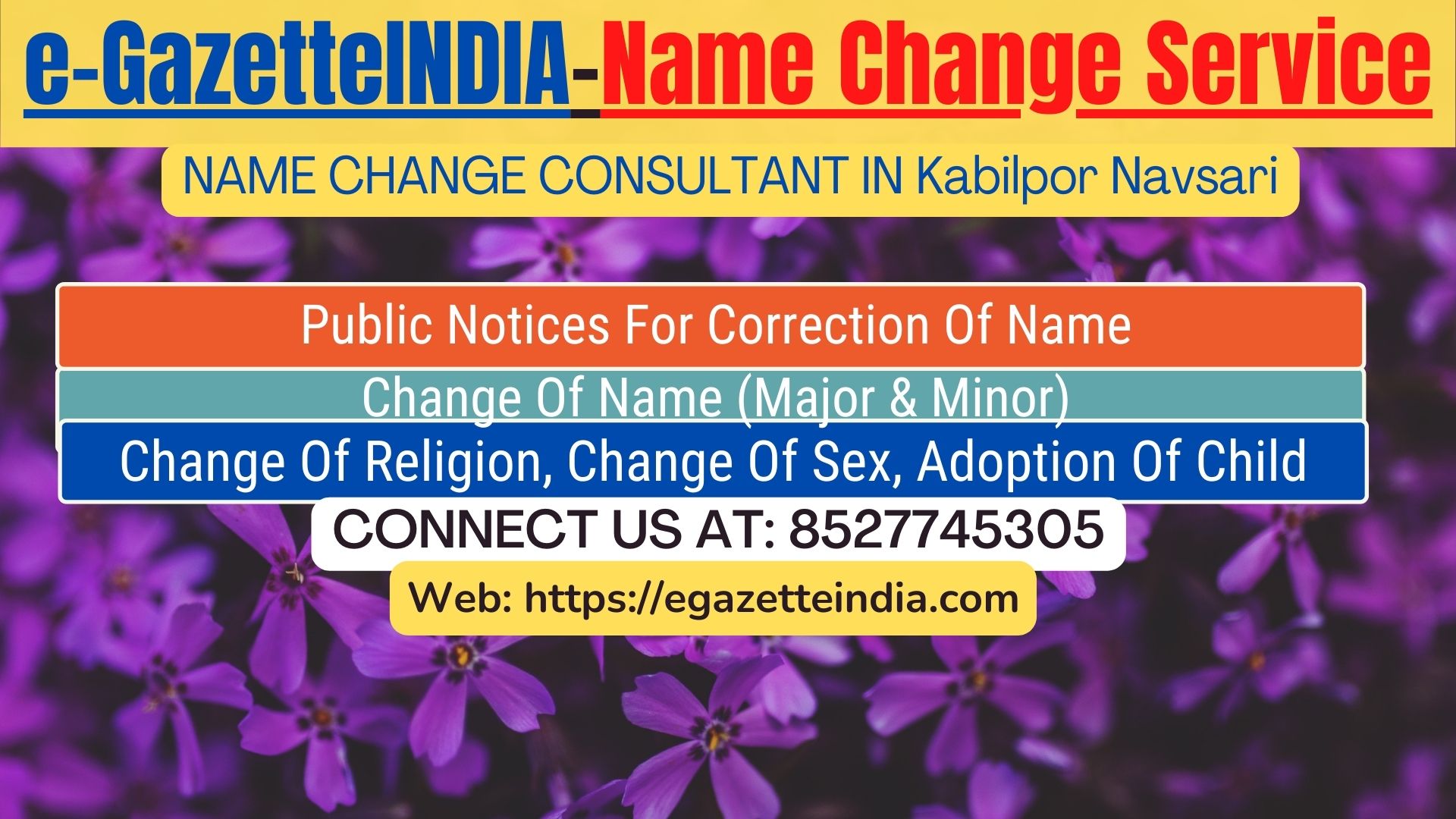 Name Change Gazette Notification In Kabilpor Navsari 8527745305