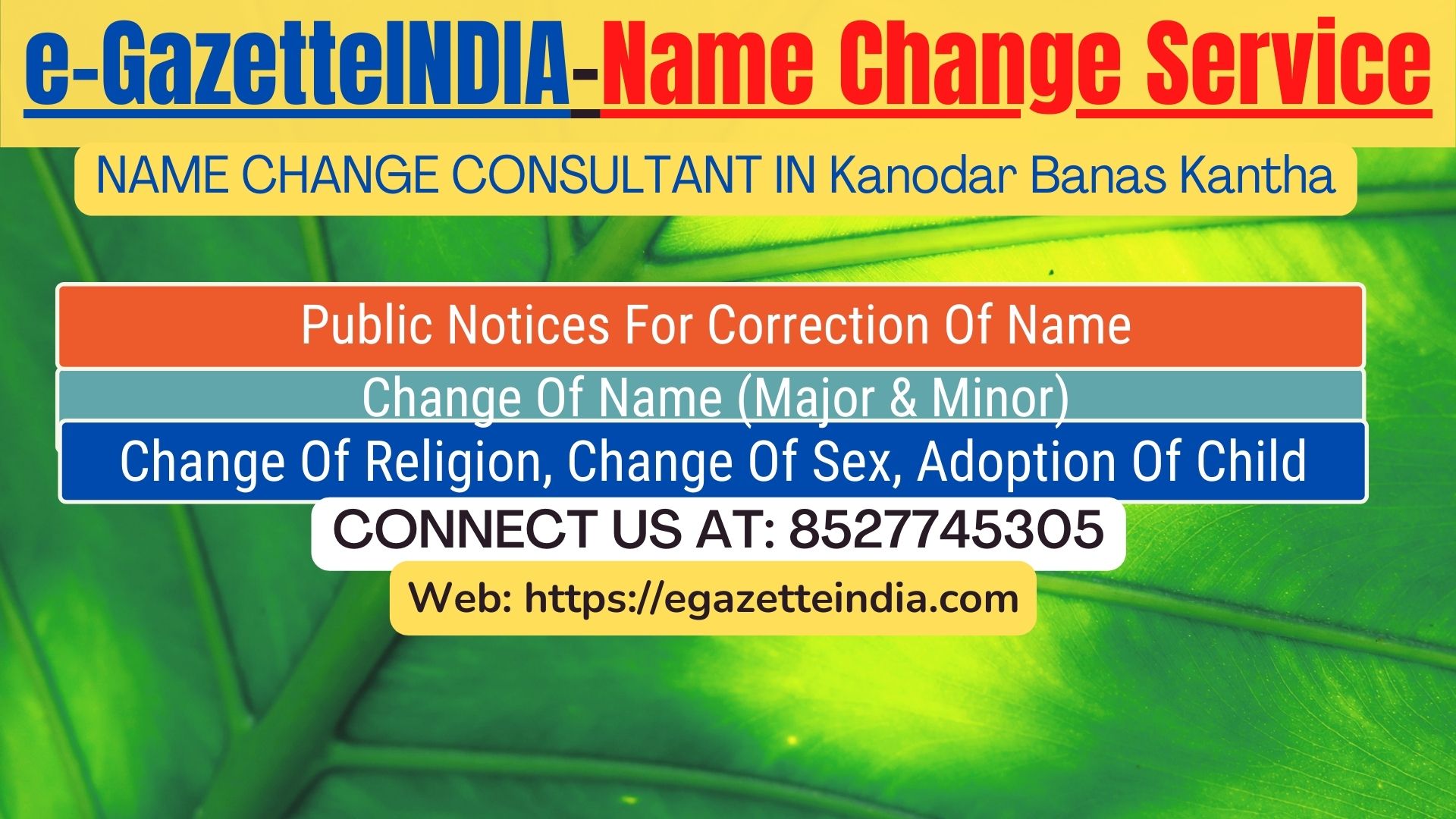 Name Change Gazette Notification In Kanodar Banas Kantha 8527745305