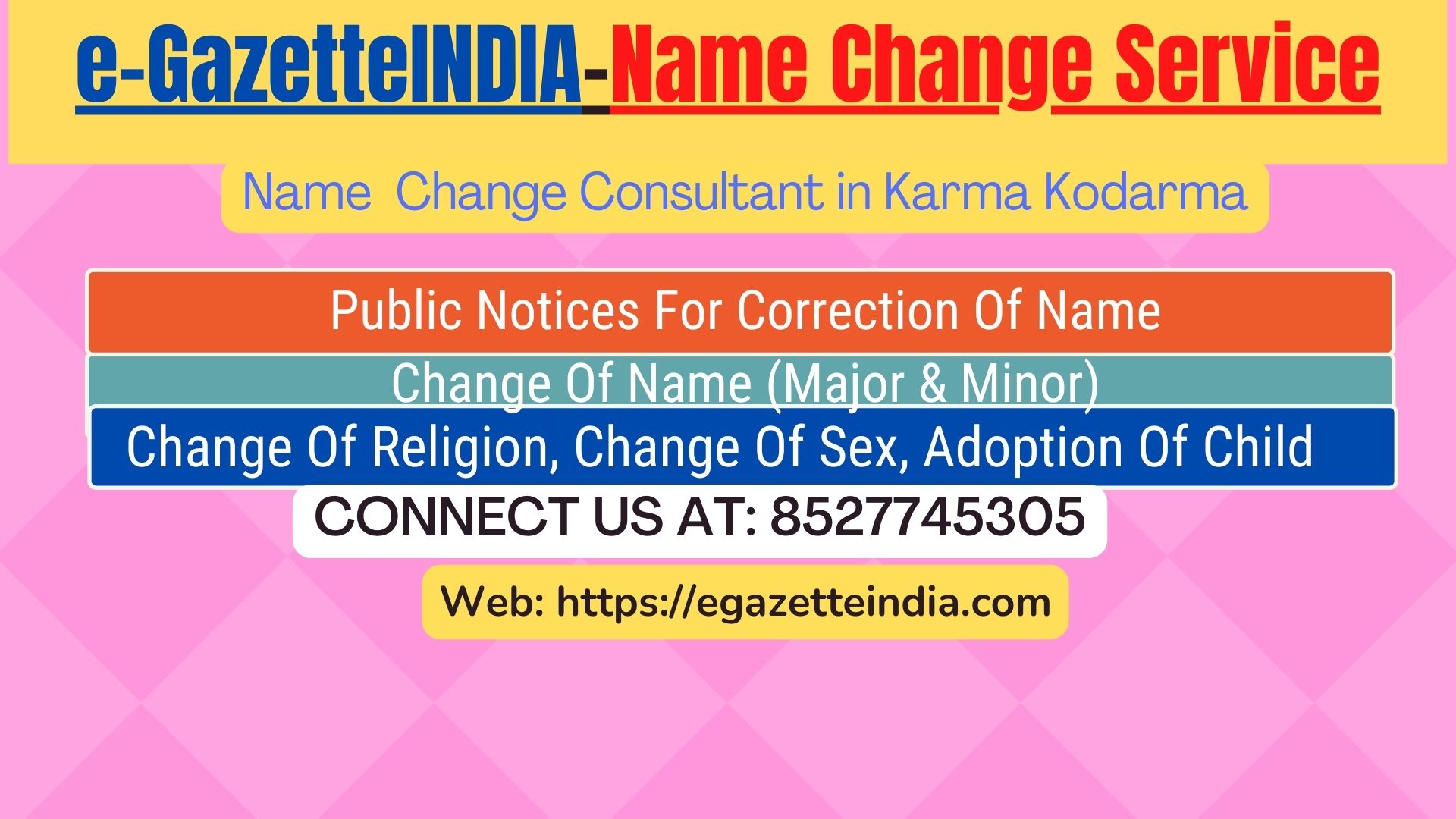 Name Change Gazette Notification In Karma Kodarma 8527745305