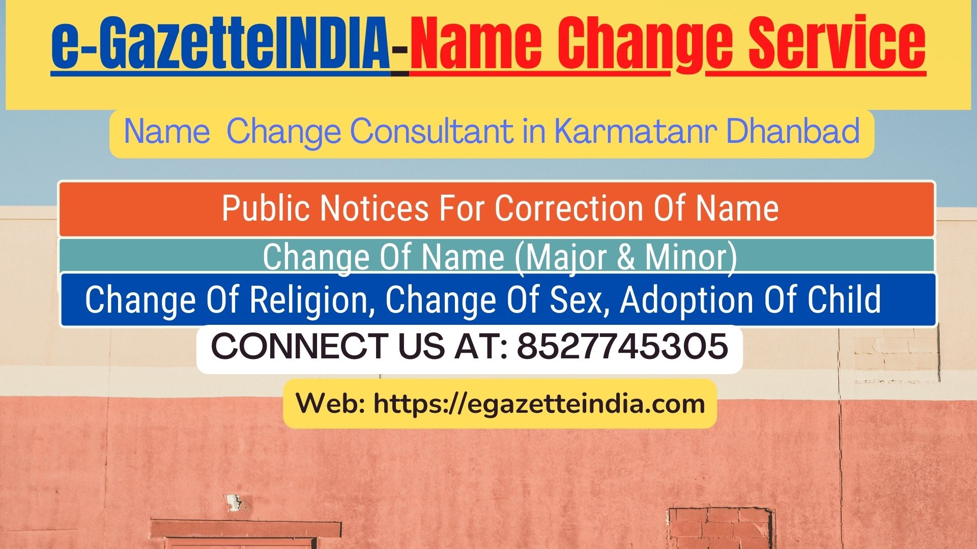 Name Change In Gazette Notification In Karmatanr Dhanbad-8527745305