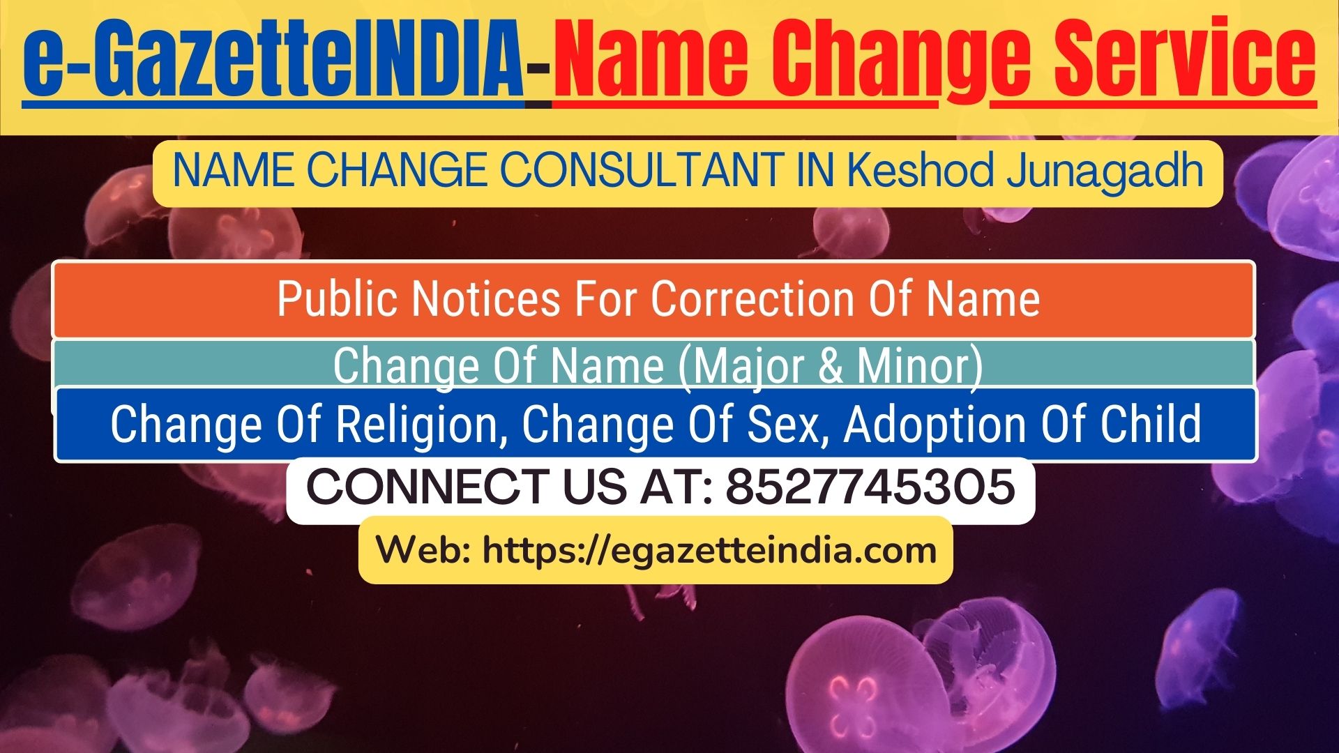 Name Change Gazette Notification In Keshod Junagadh 8527745305