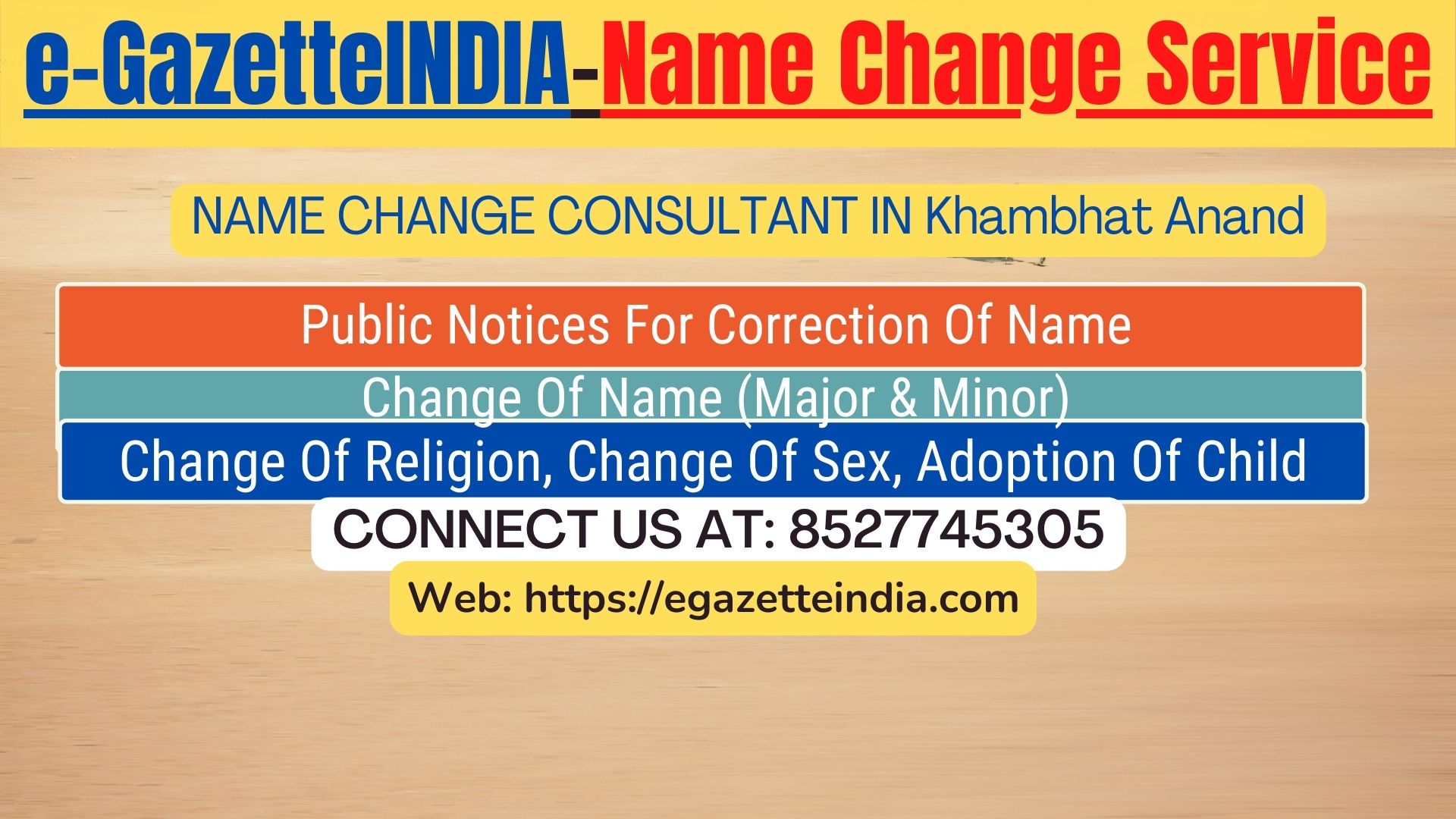 Name Change Gazette Notification In Khambhat Anand 8527745305