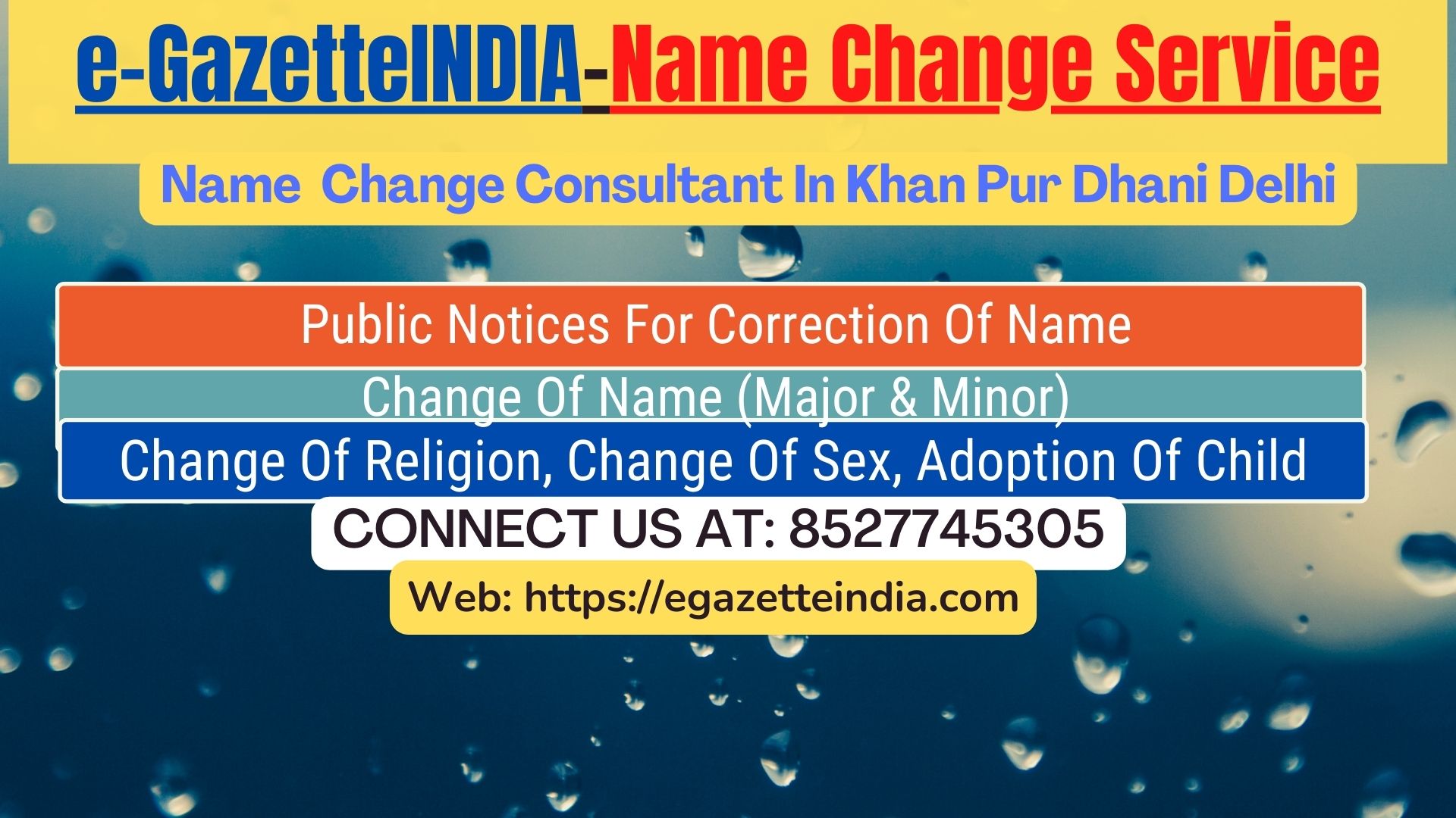 Gazette Name Change Agent Consultant Service In Khan Pur Dhani Delhi-8527745305