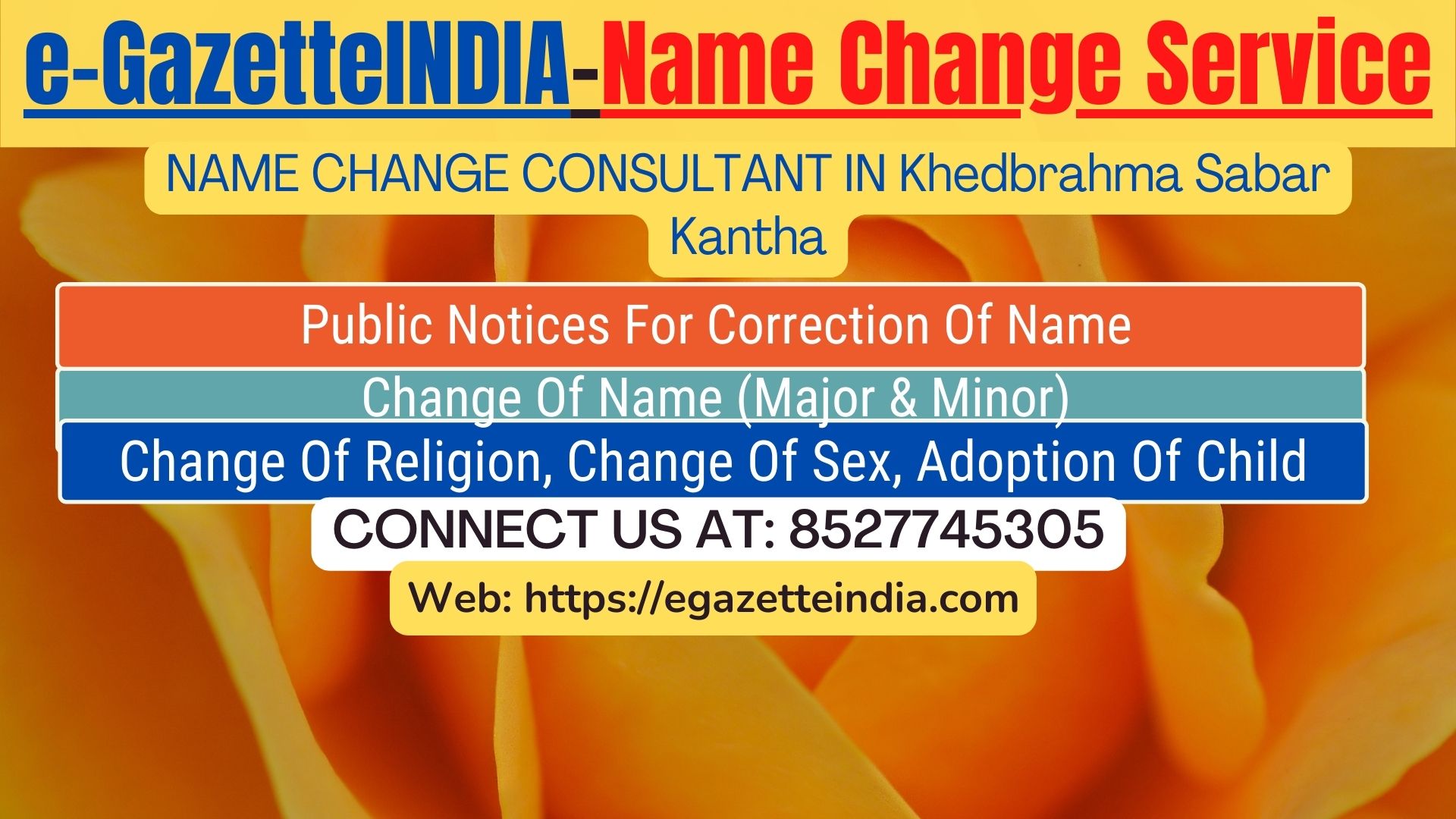 Gazette Name Change Agent Consultant Service In Khedbrahma Sabar Kantha-8527745305