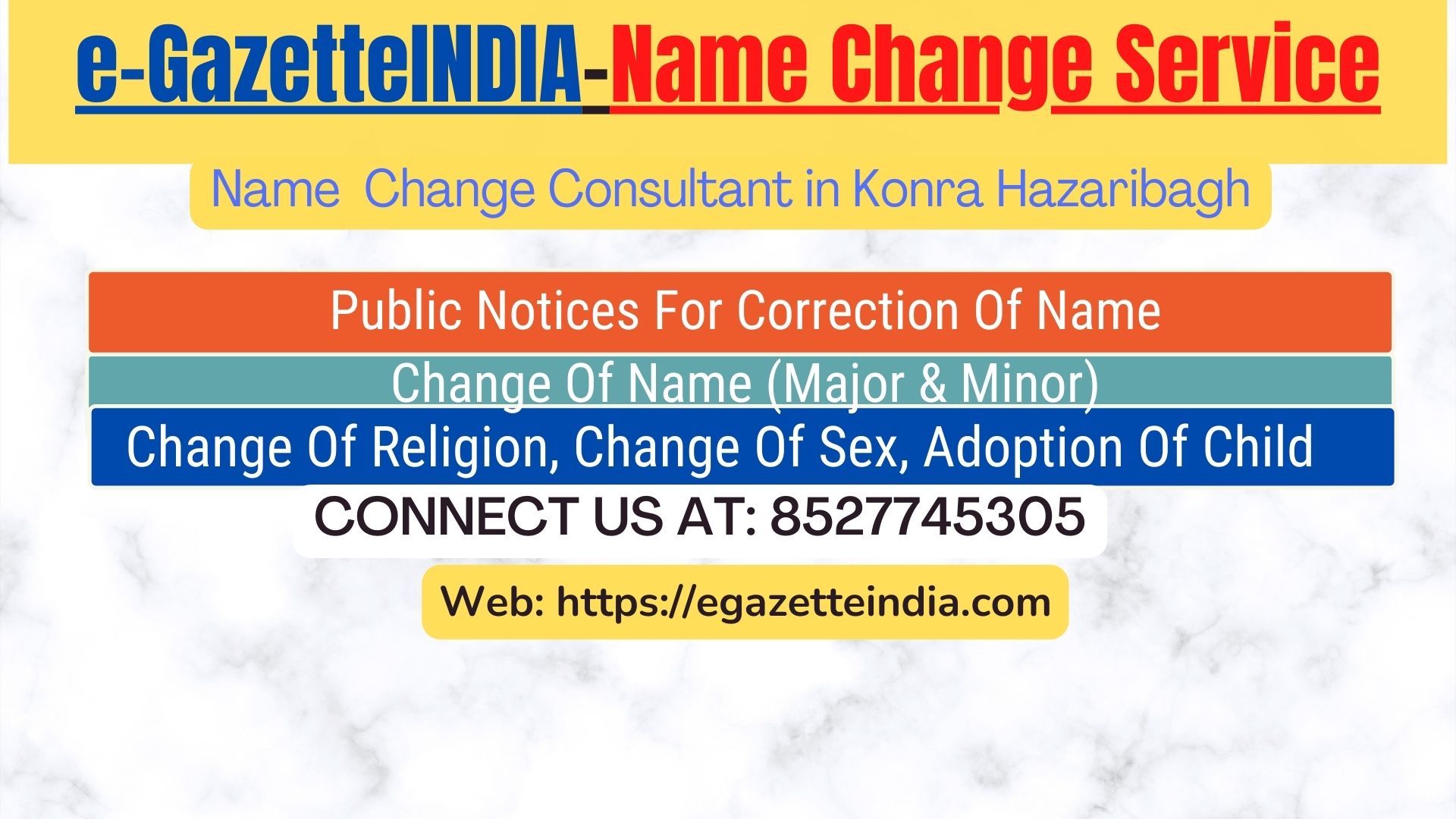 Gazette Name Change Agent Consultant Service In Konra Hazaribagh-8527745305