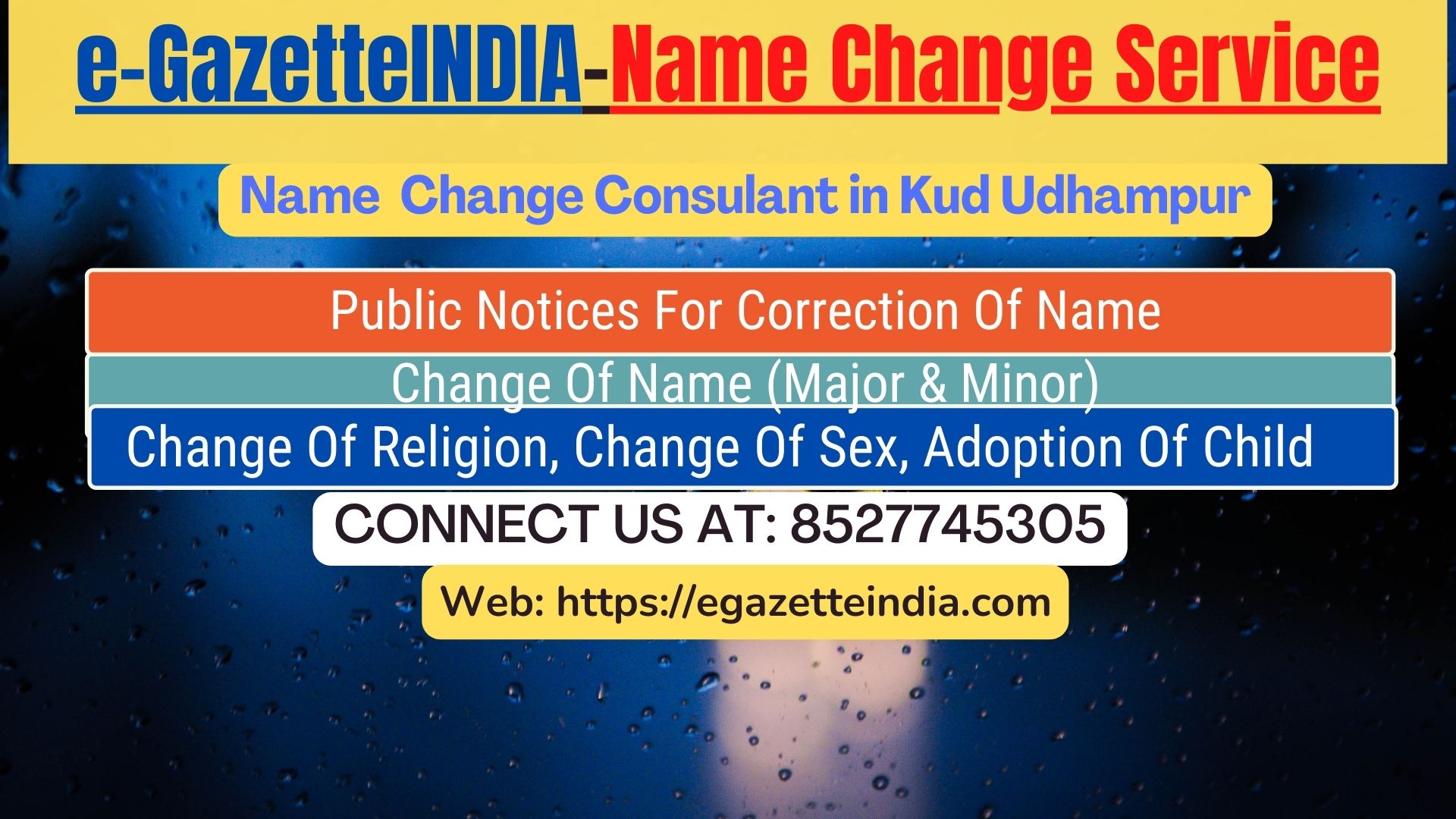 Gazette Name Change Agent Consultant Service In Kud Udhampur-8527745305