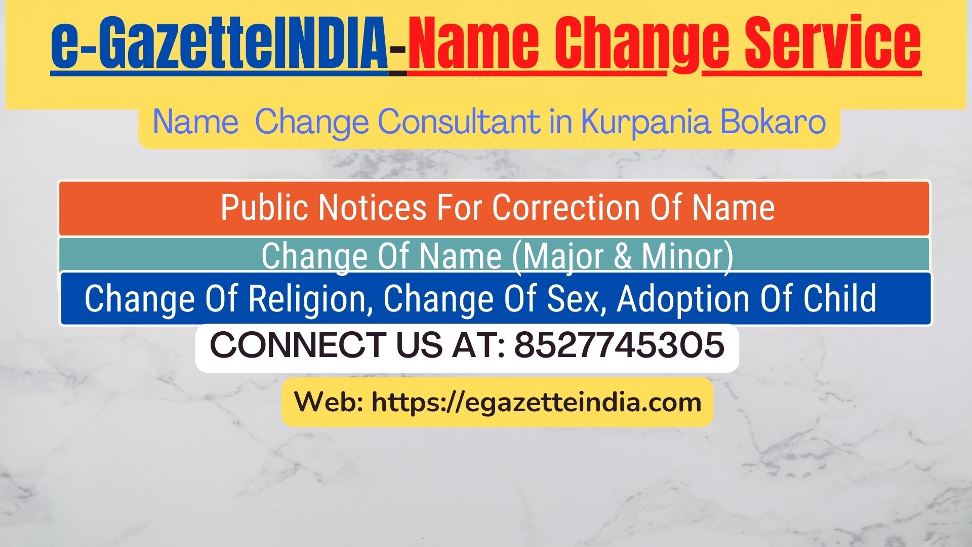 Procedure for name change in Kurpania Bokaro 8527745305