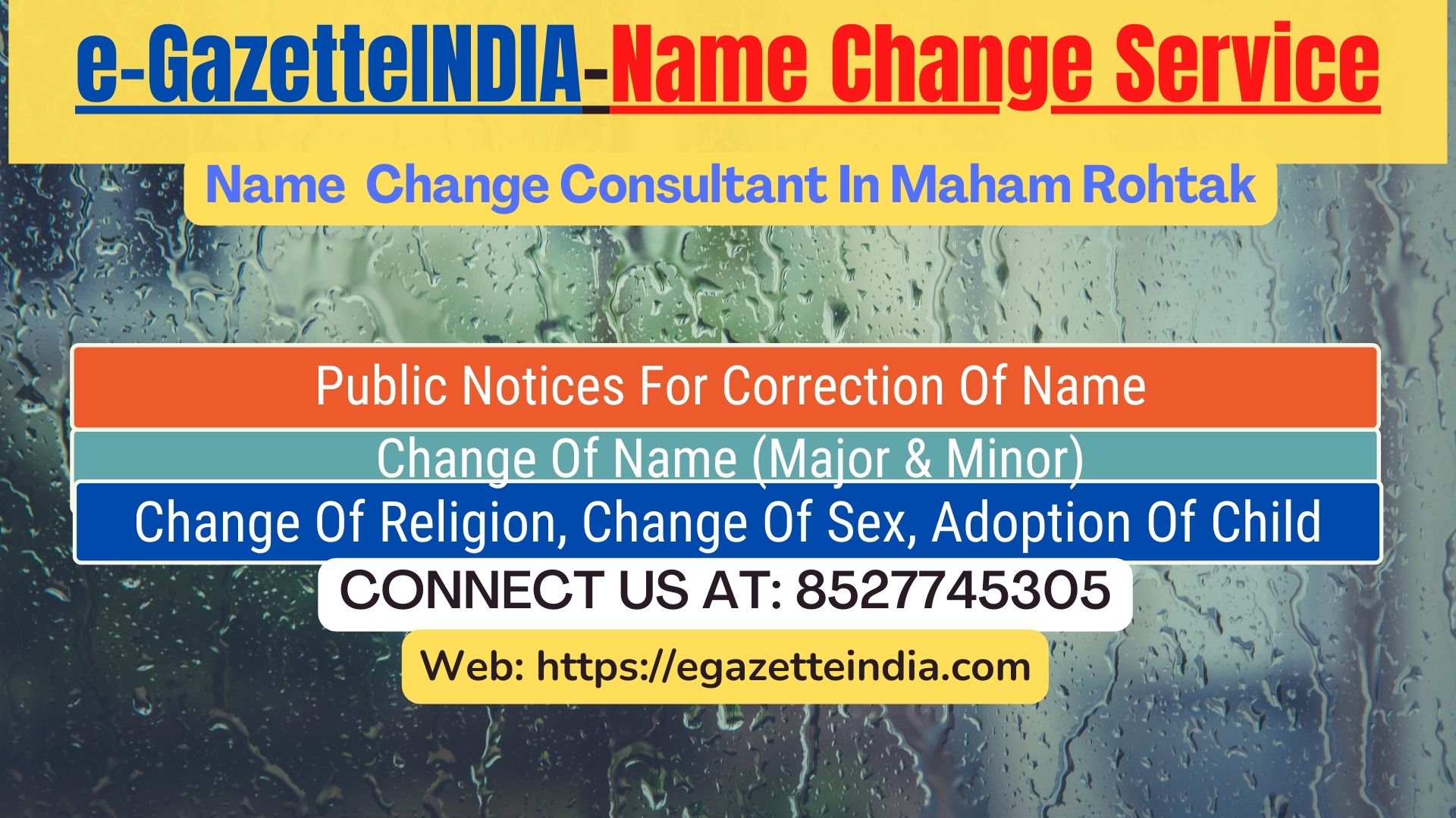 Name Change In Gazette Notification In Maham Rohtak-8527745305