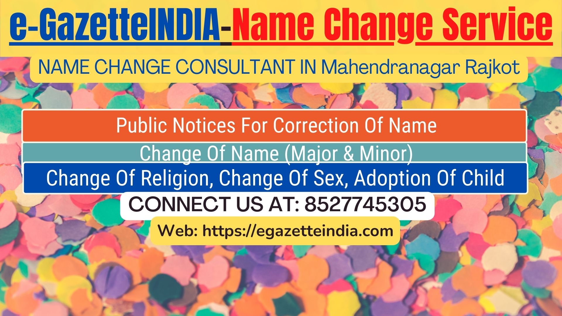 Gazette Name Change Agent Consultant Service In Mahendranagar Rajkot-8527745305