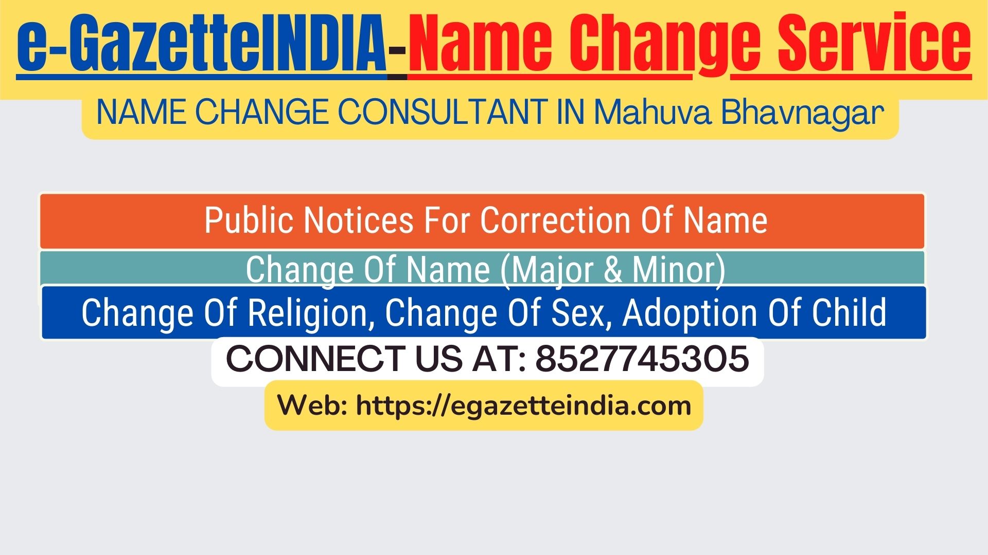 Name Change Gazette Notification In Malanka Bhavnagar 8527745305