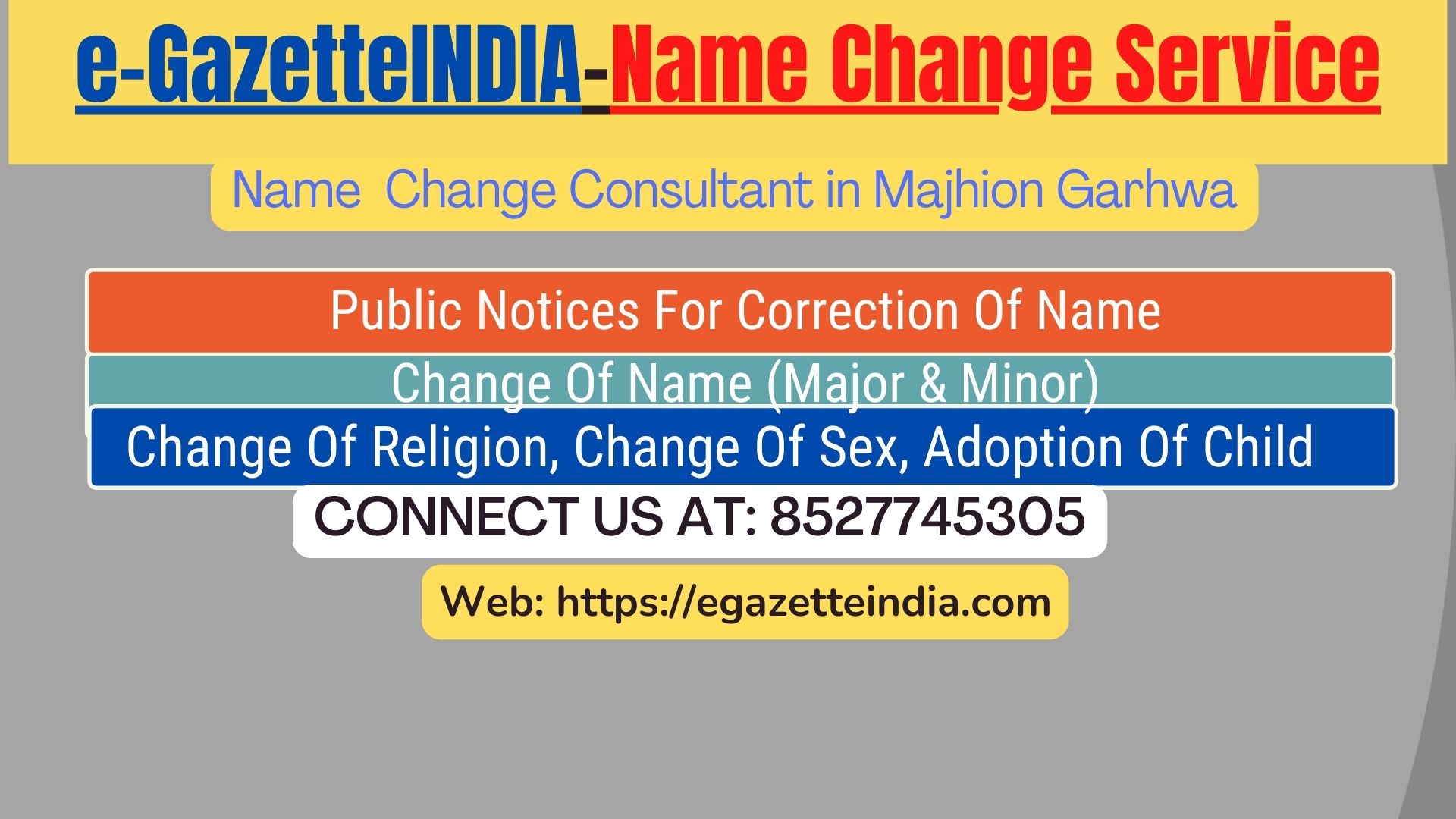 Name Change Gazette Notification In Majhion Garhwa 8527745305