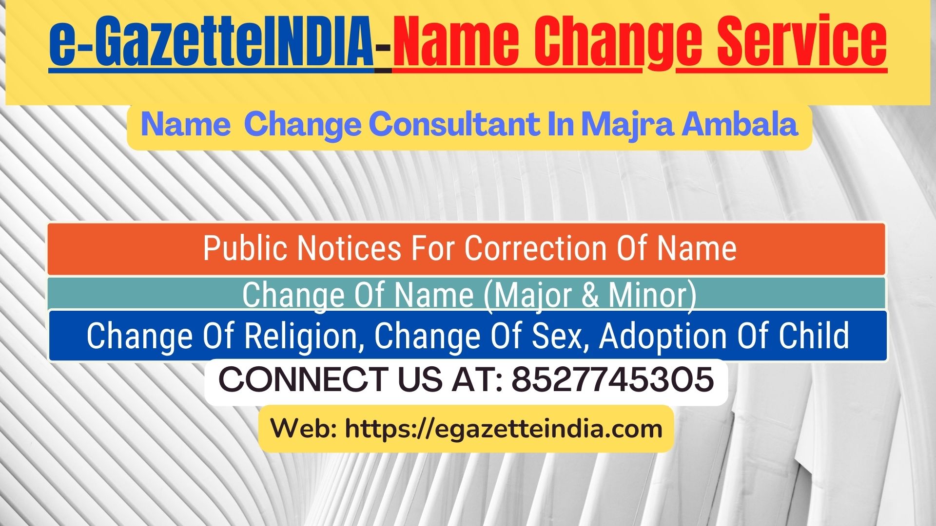 Name Change Gazette Notification In Majra Ambala 8527745305