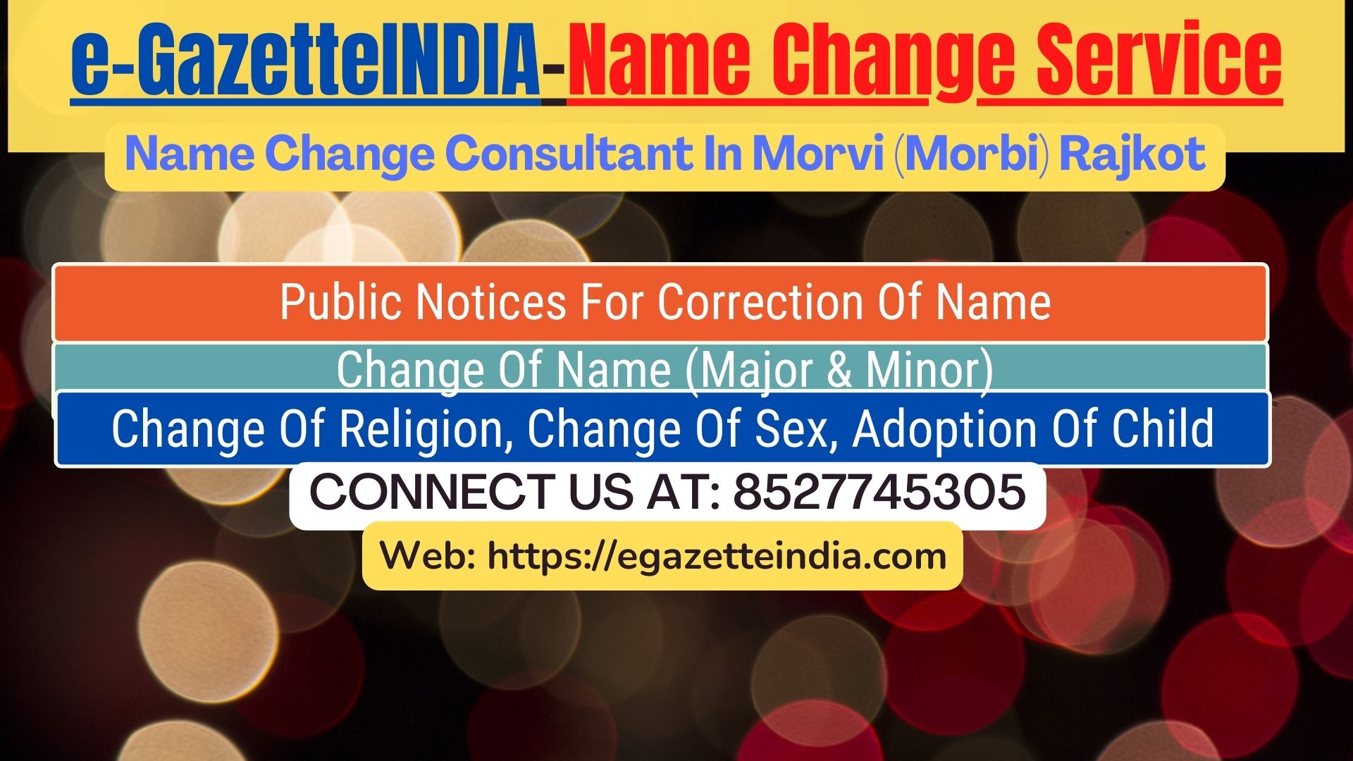 Gazette Of India Name Change Service In Morvi (Morbi) Rajkot-8527745305