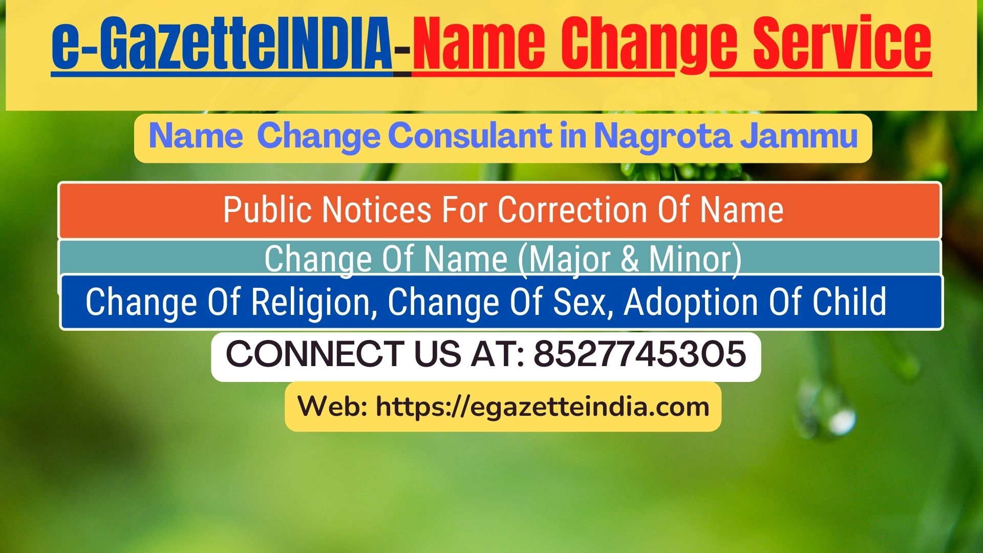 Name Change In Gazette Notification In Nagrota Jammu-8527745305