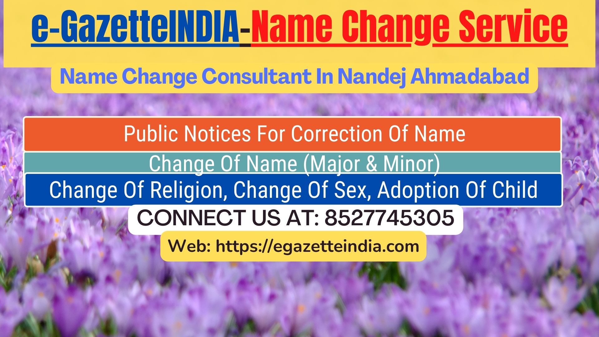 Name Change In Gazette Notification In Nandej Ahmadabad-8527745305