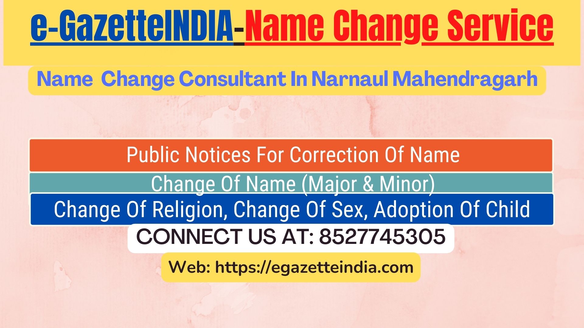 Procedure for name change in Narnaul Mahendragarh 8527745305