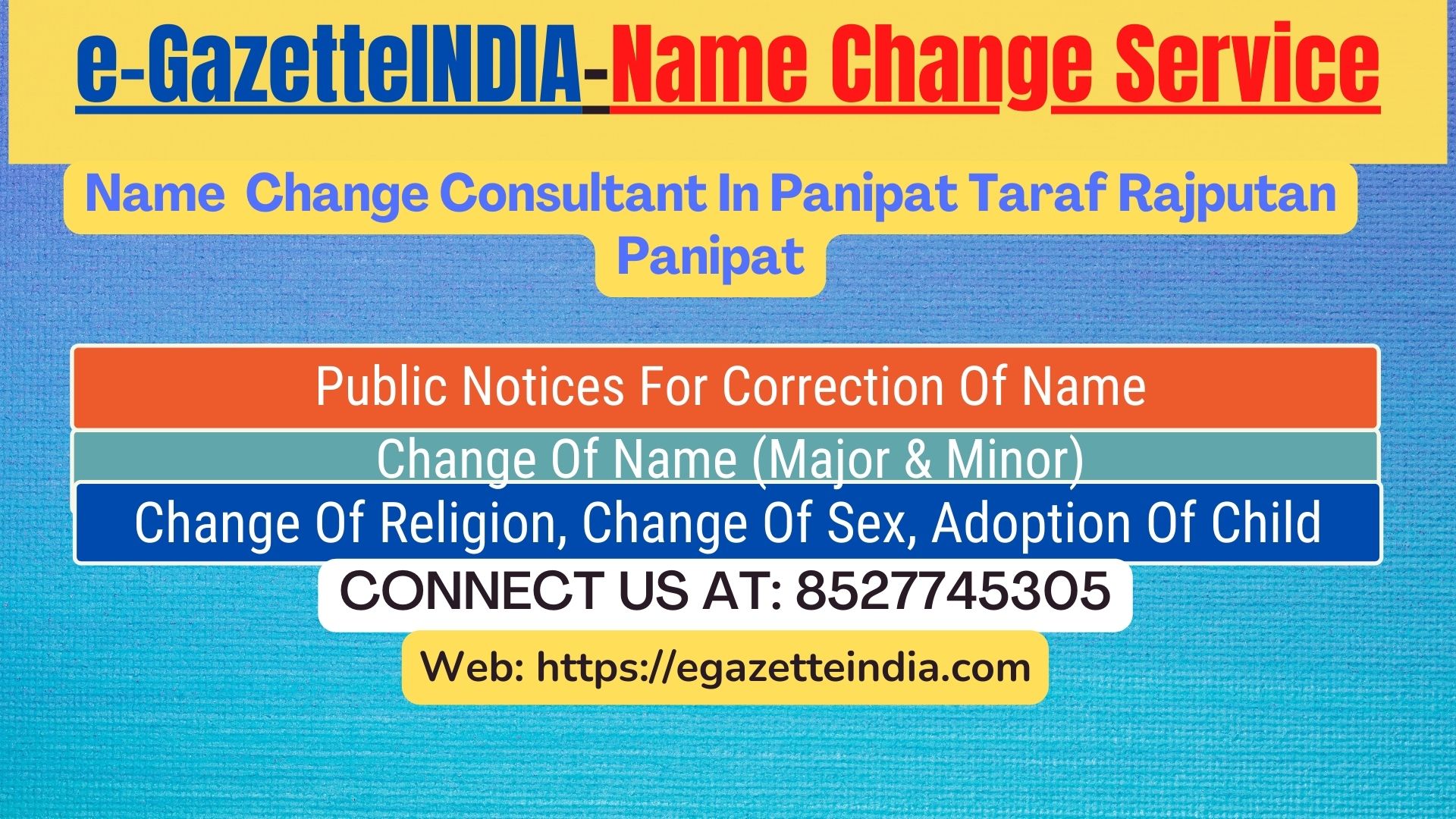 Name Change Agent Panipat Taraf Rajputan Panipat In Panipat Taraf Rajputan Panipat 8527745305