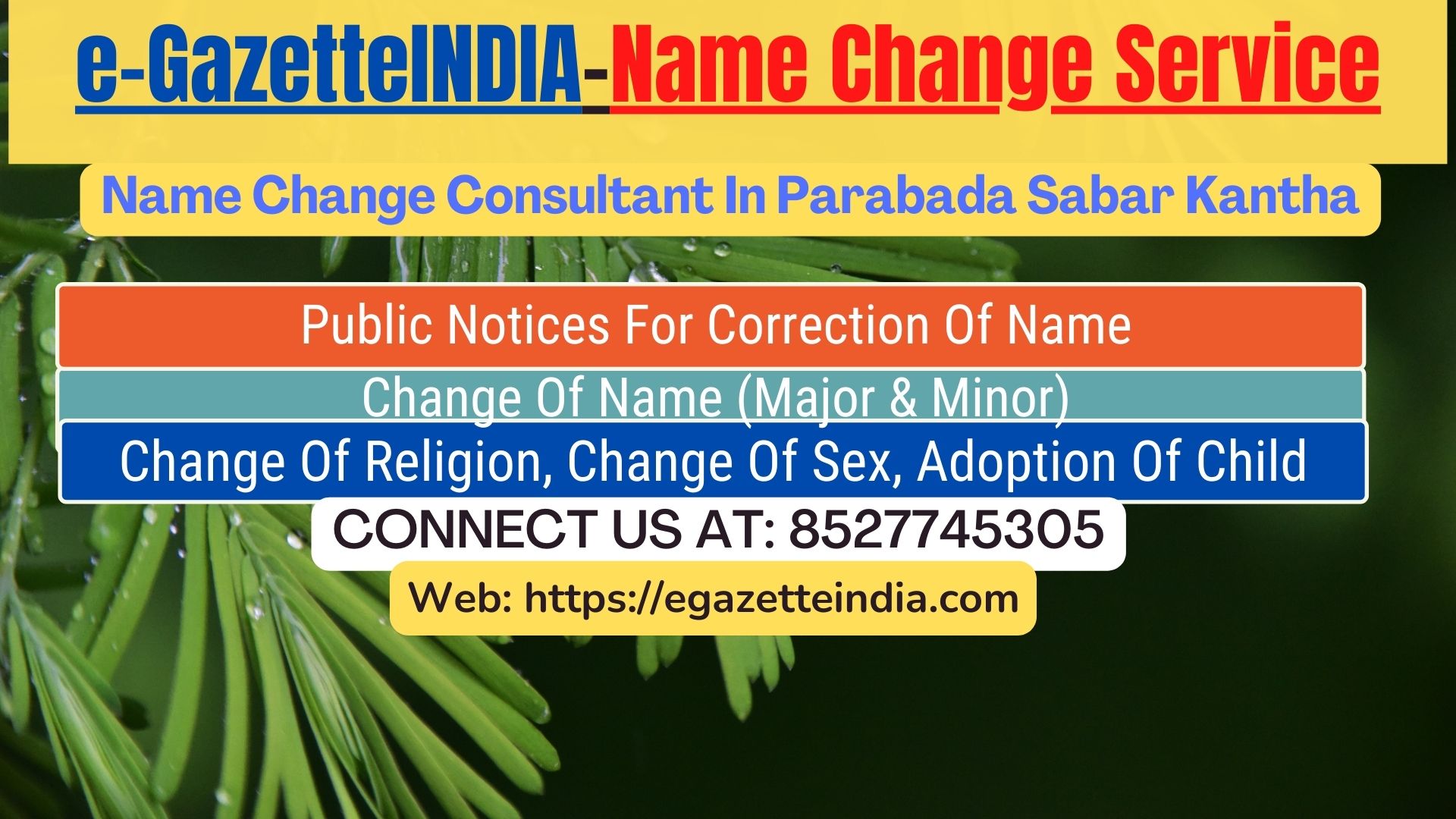 Gazette Name Change Agent Consultant Service In Parabada Sabar Kantha-8527745305