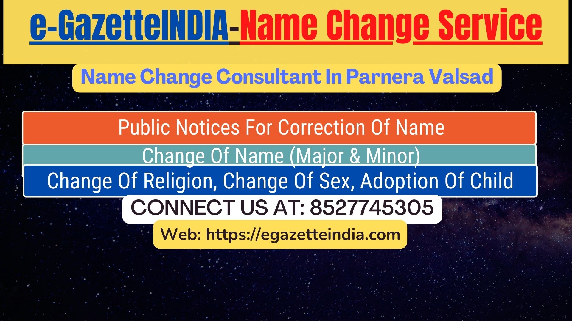 Name Change Gazette Notification In Pardi Parnera Valsad 8527745305