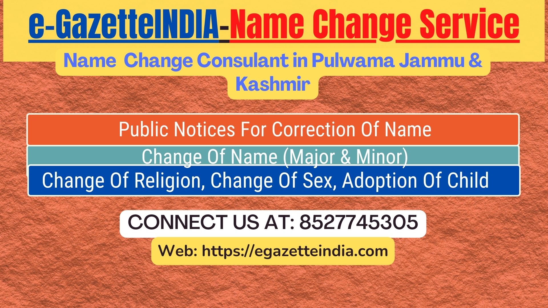 Name Change Agent Pulwama Jammu & Kashmir In Pulwama Jammu & Kashmir 8527745305