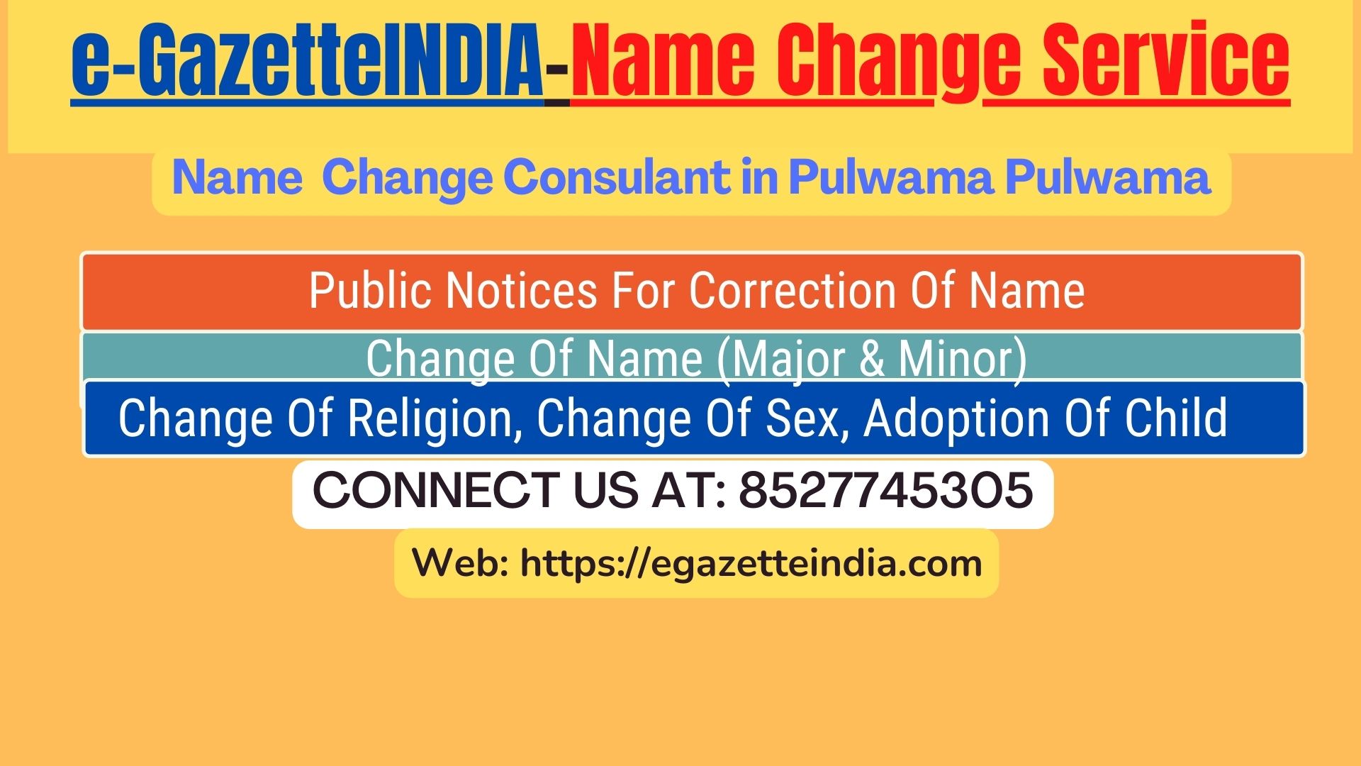 Name Change Gazette Notification In Pulwama Pulwama 8527745305