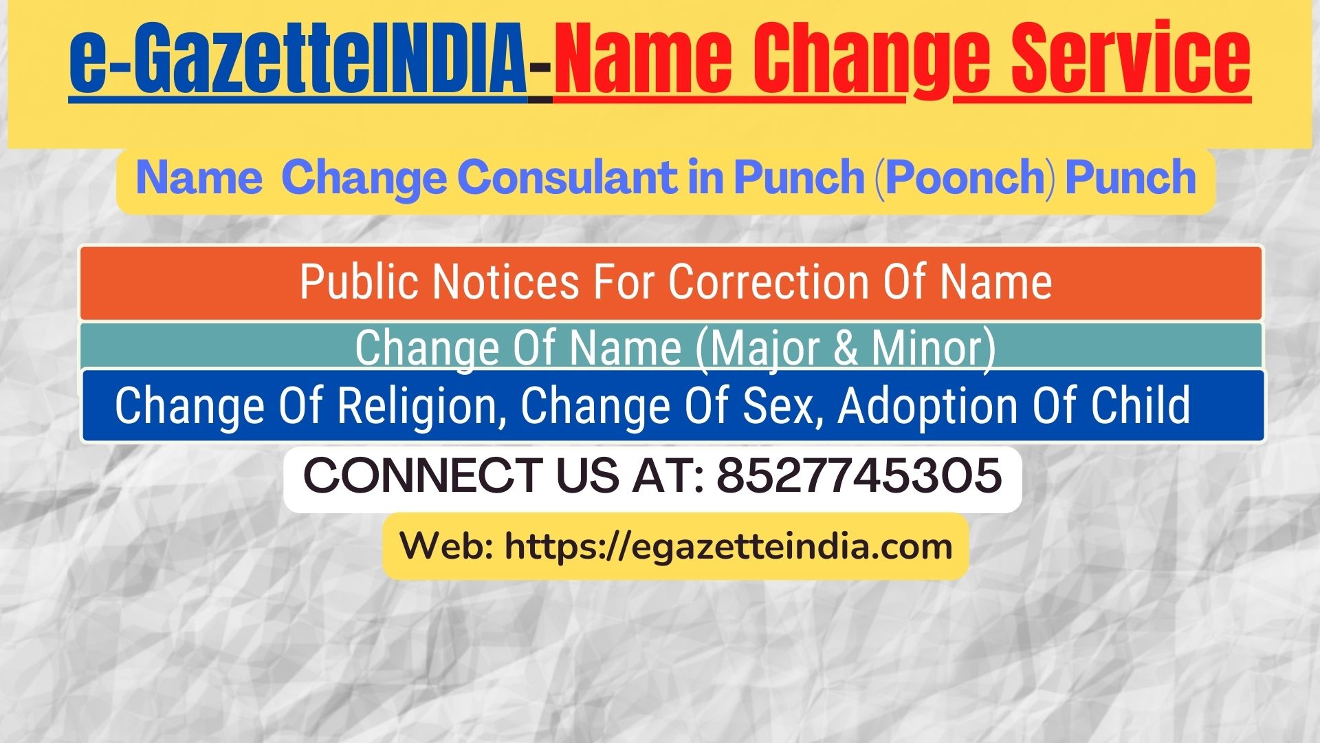 Name Change Agent Punch (Poonch) Punch In Punch (Poonch) Punch 8527745305