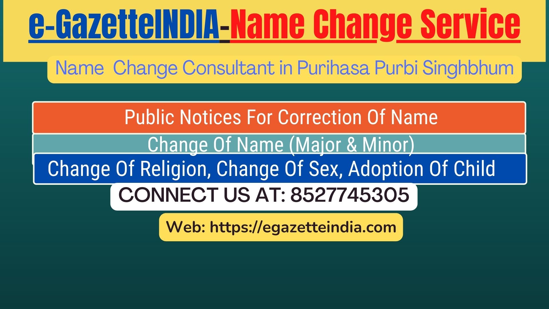 Name Change Gazette Notification In Purihasa Purbi Singhbhum 8527745305